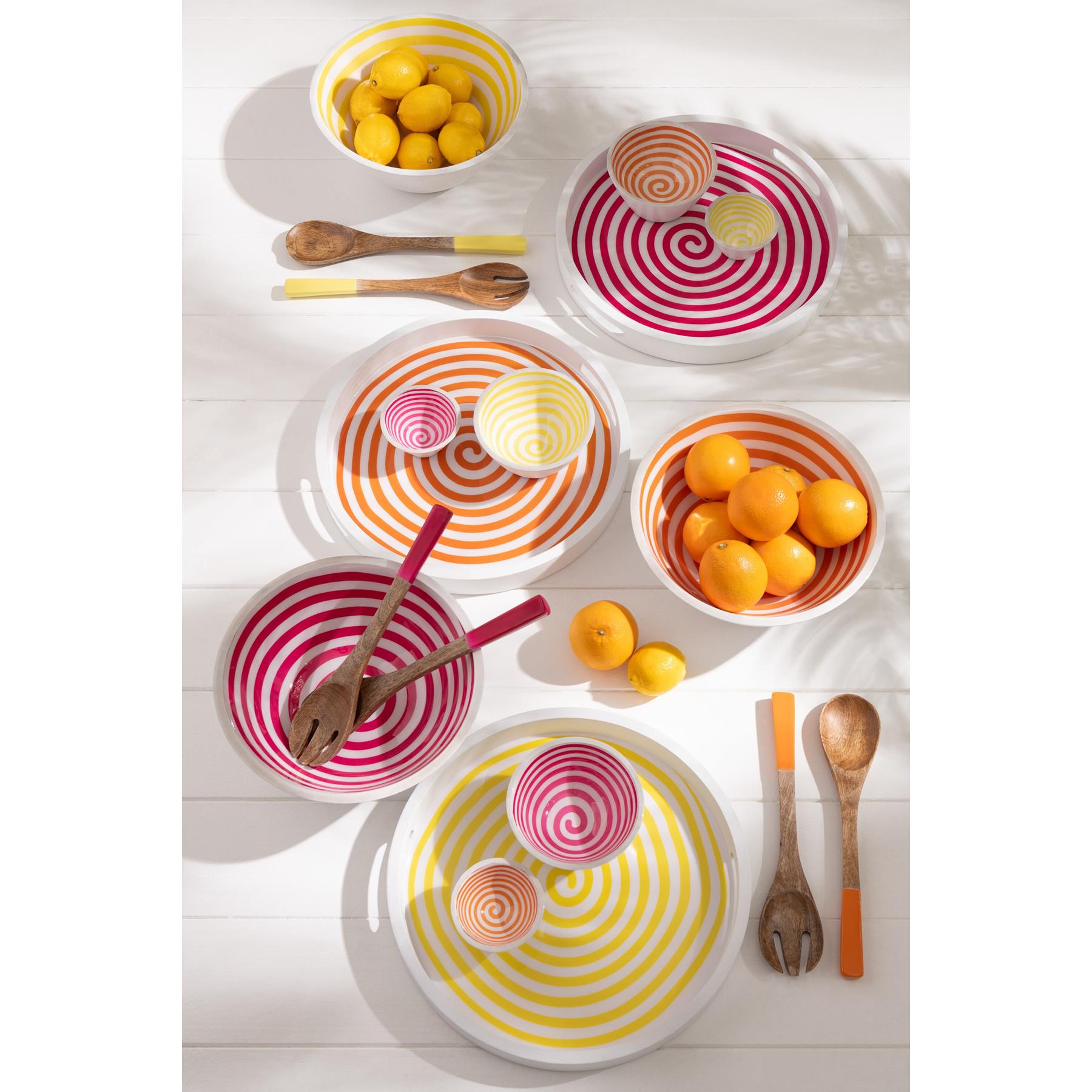 J-Line Set Van 2 Keukengerei Mangohout Oranje|Naturel