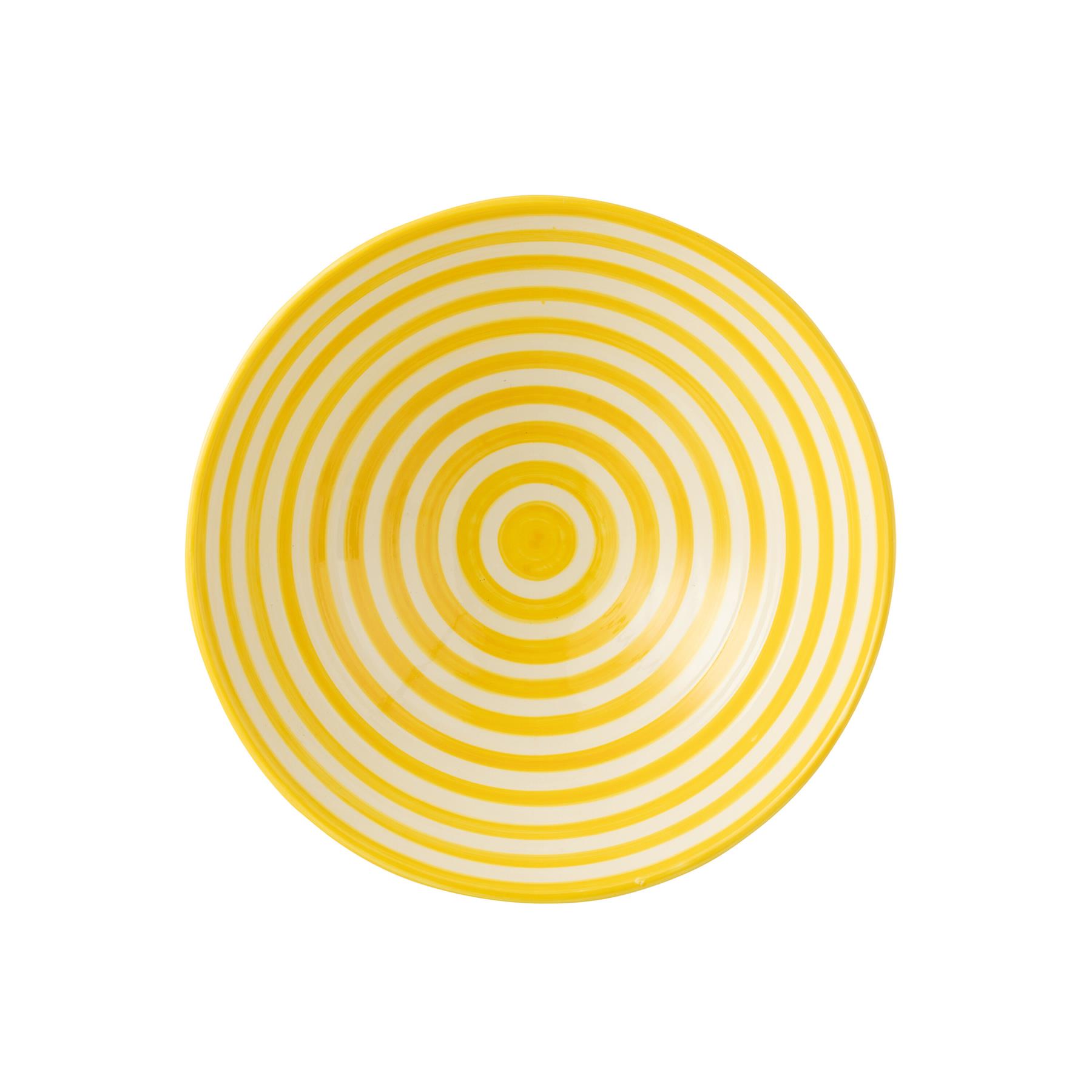 J-Line Lebrillo Bowl Granada Stripes Ceramic White|Yellow