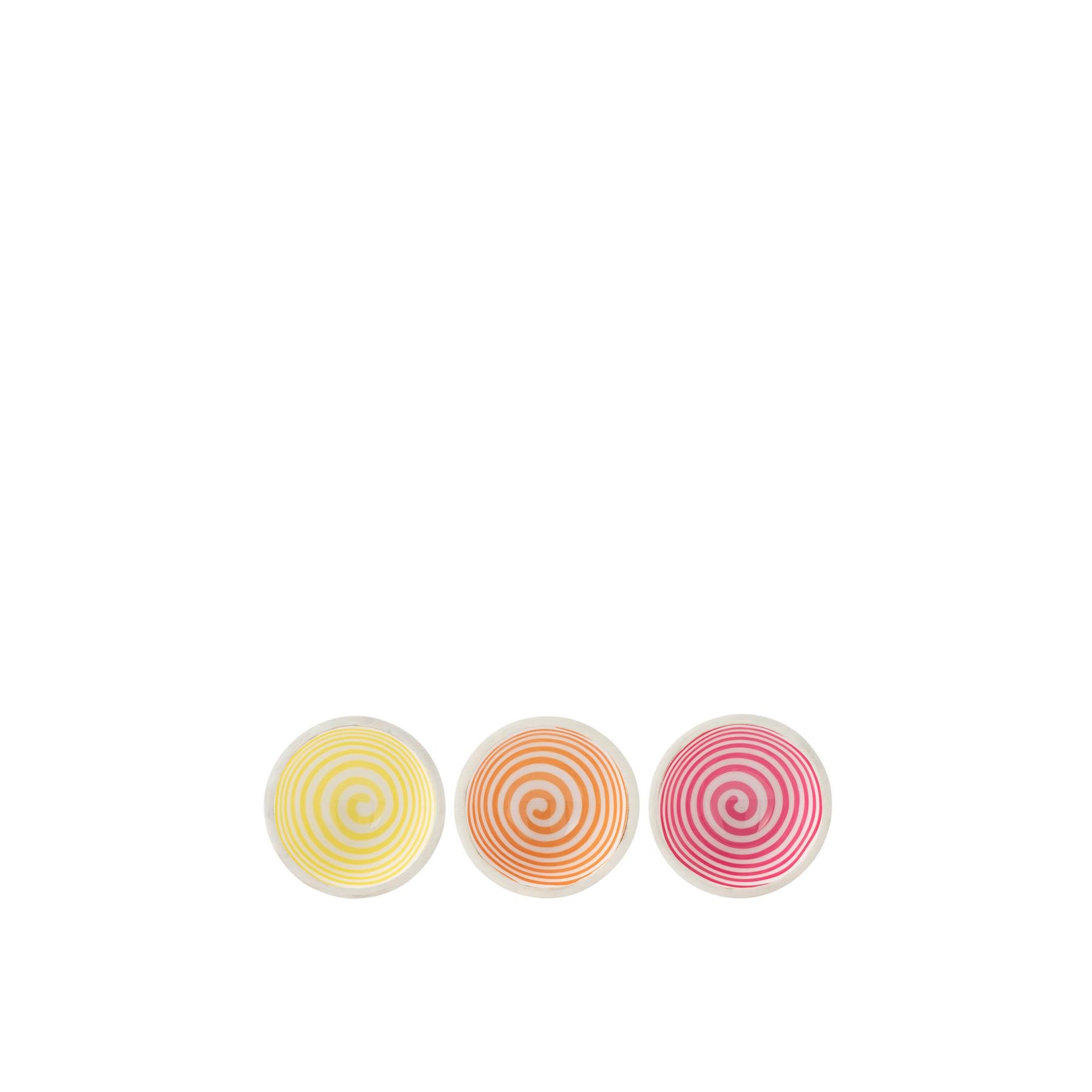 J-Line kom Spiraal - hout - roze|oranje|geel - small - 3 stuks