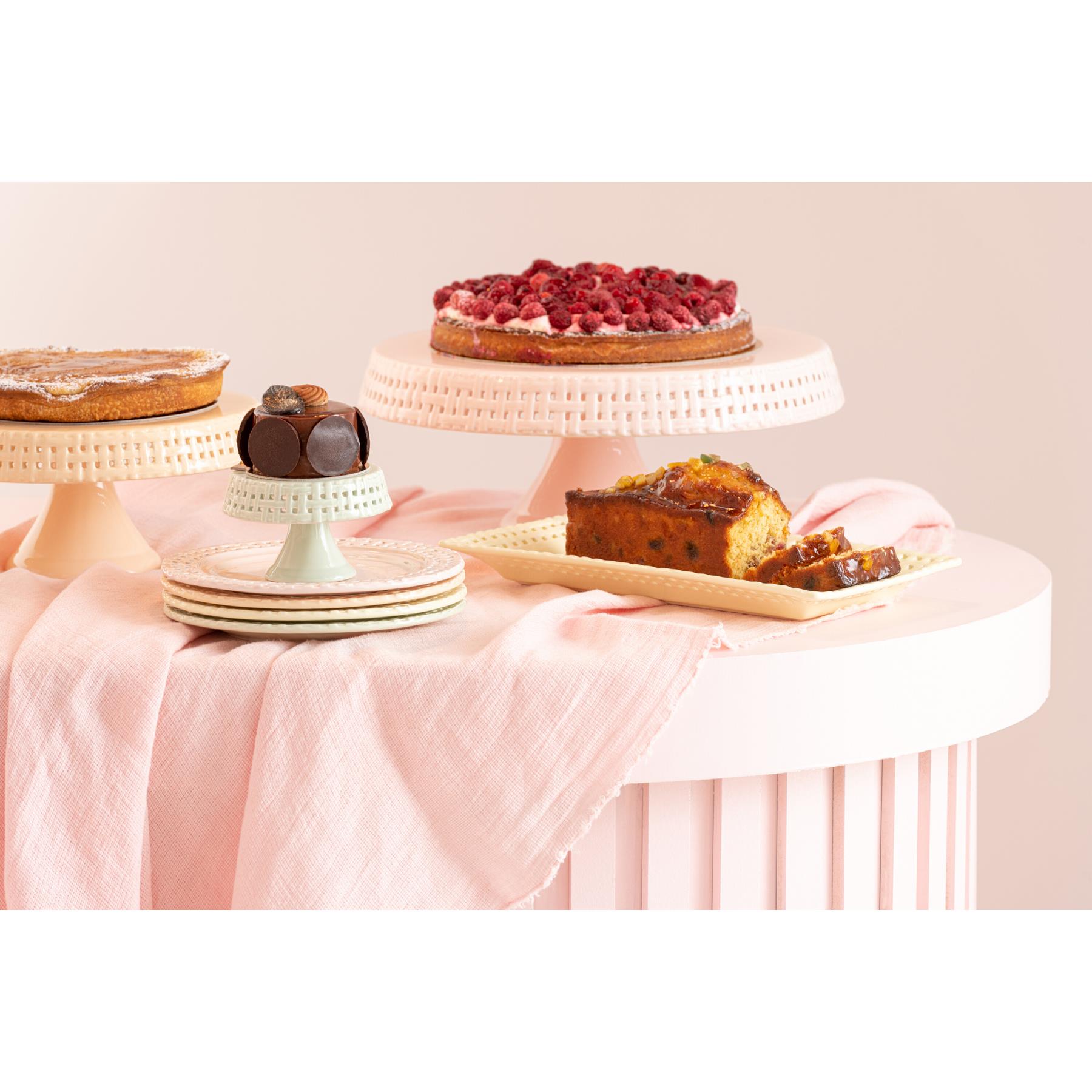 J-Line bord Cake - taartplateau - keramiek - perzik - large
