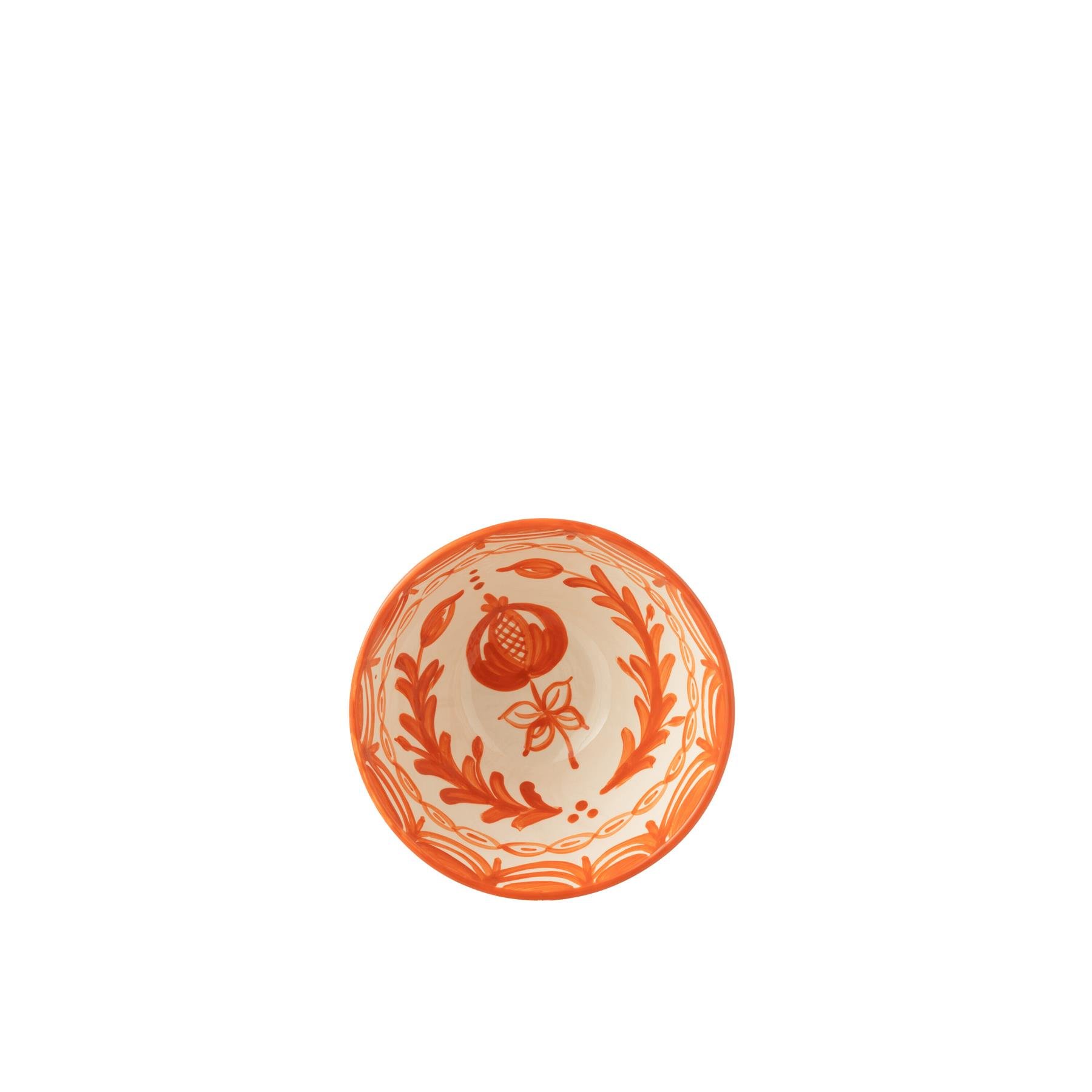 J-Line Bowl Granada High Ceramic White|Orange Medium