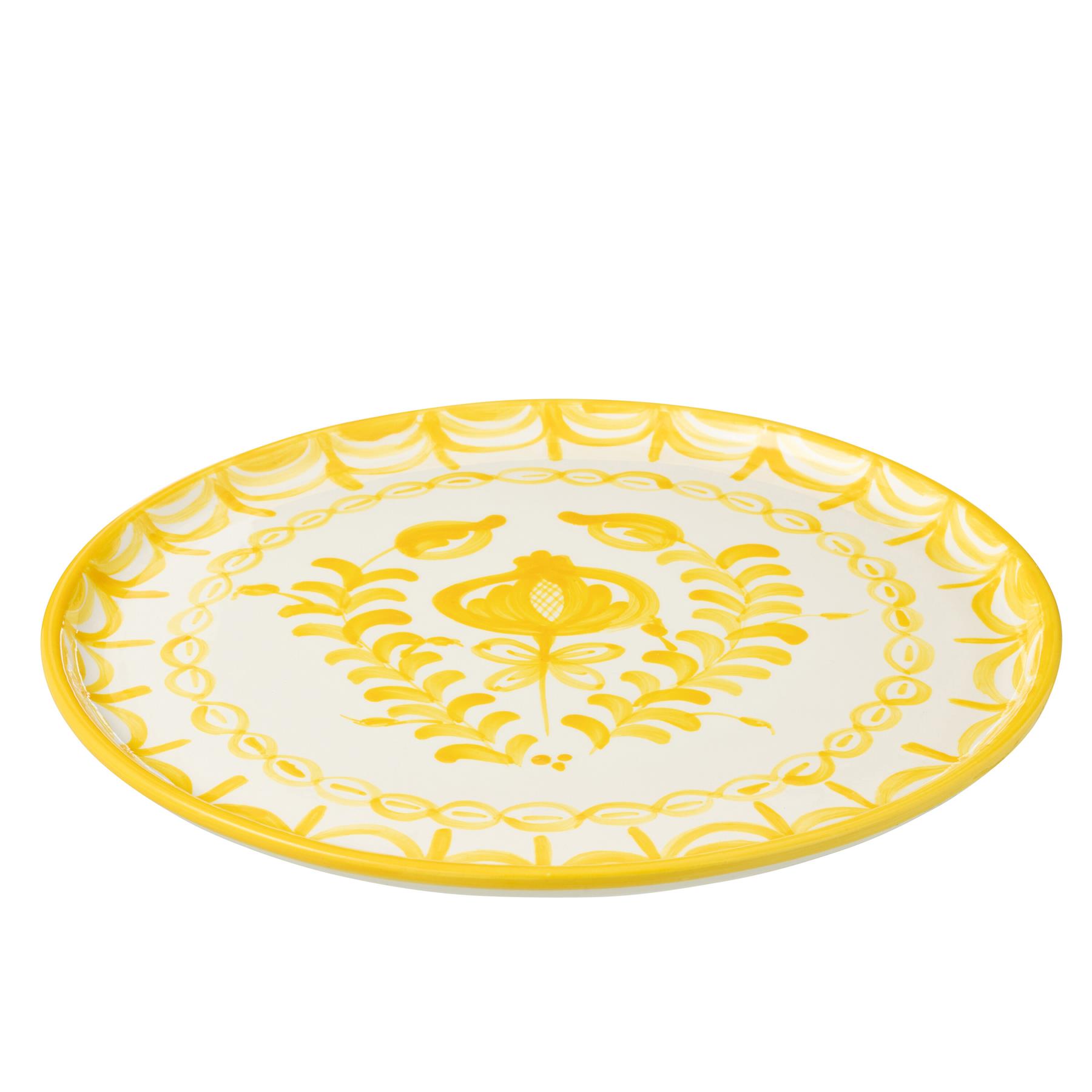 J-Line Plate Granada Ceramic White|Yellow