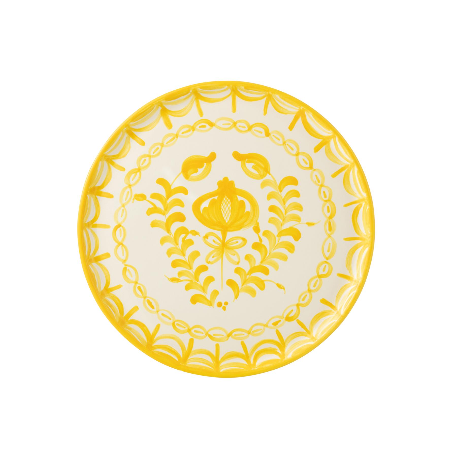 J-Line Plate Granada Ceramic White|Yellow