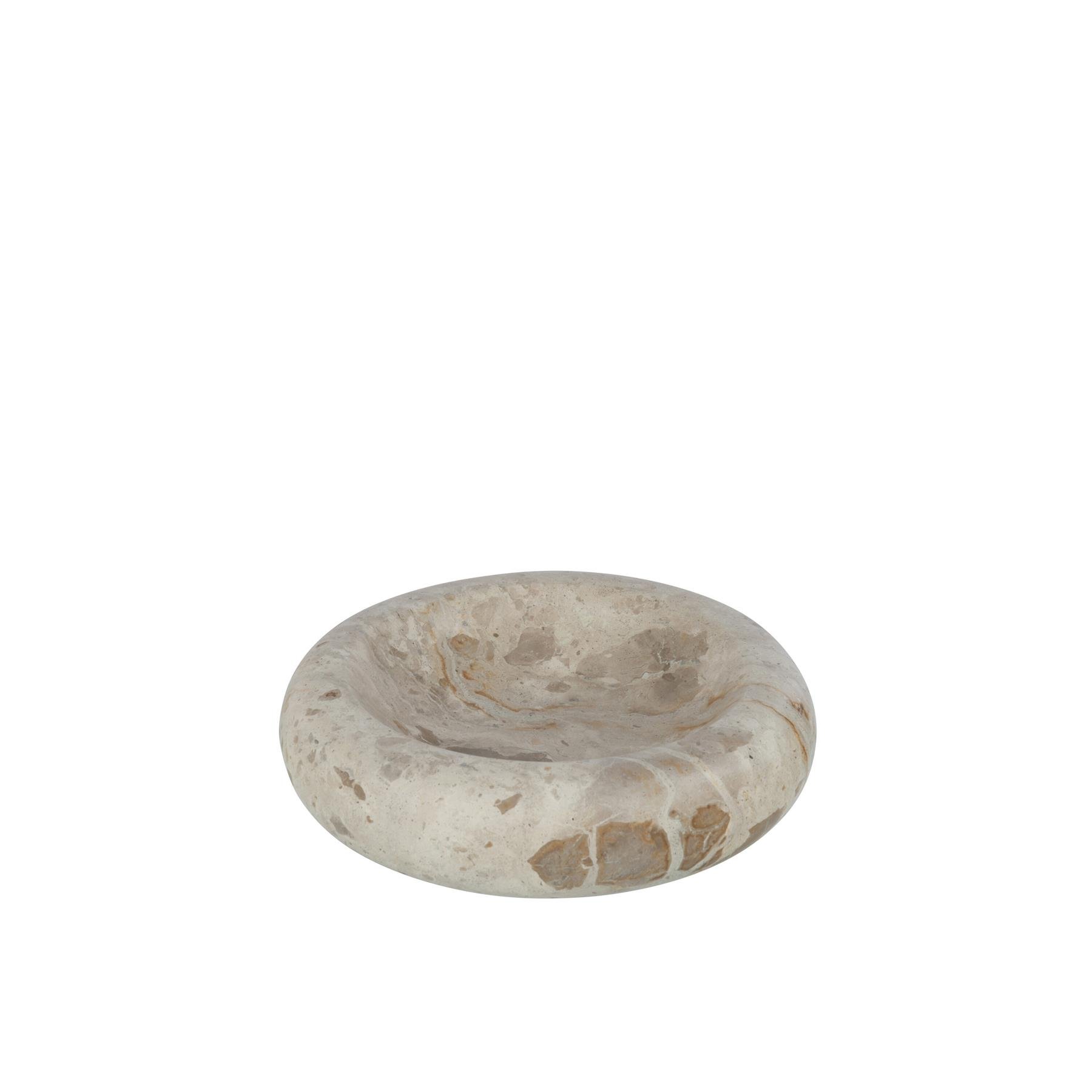 J-Line kom Rond Laag Marmer - steen - beige - small
