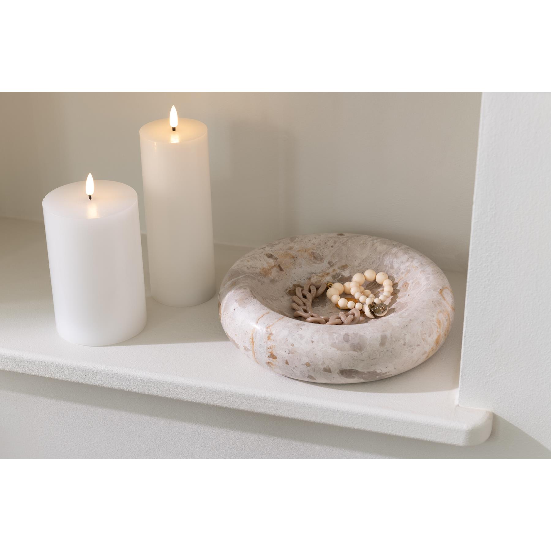 J-Line kom Rond Laag Marmer - steen - beige - small