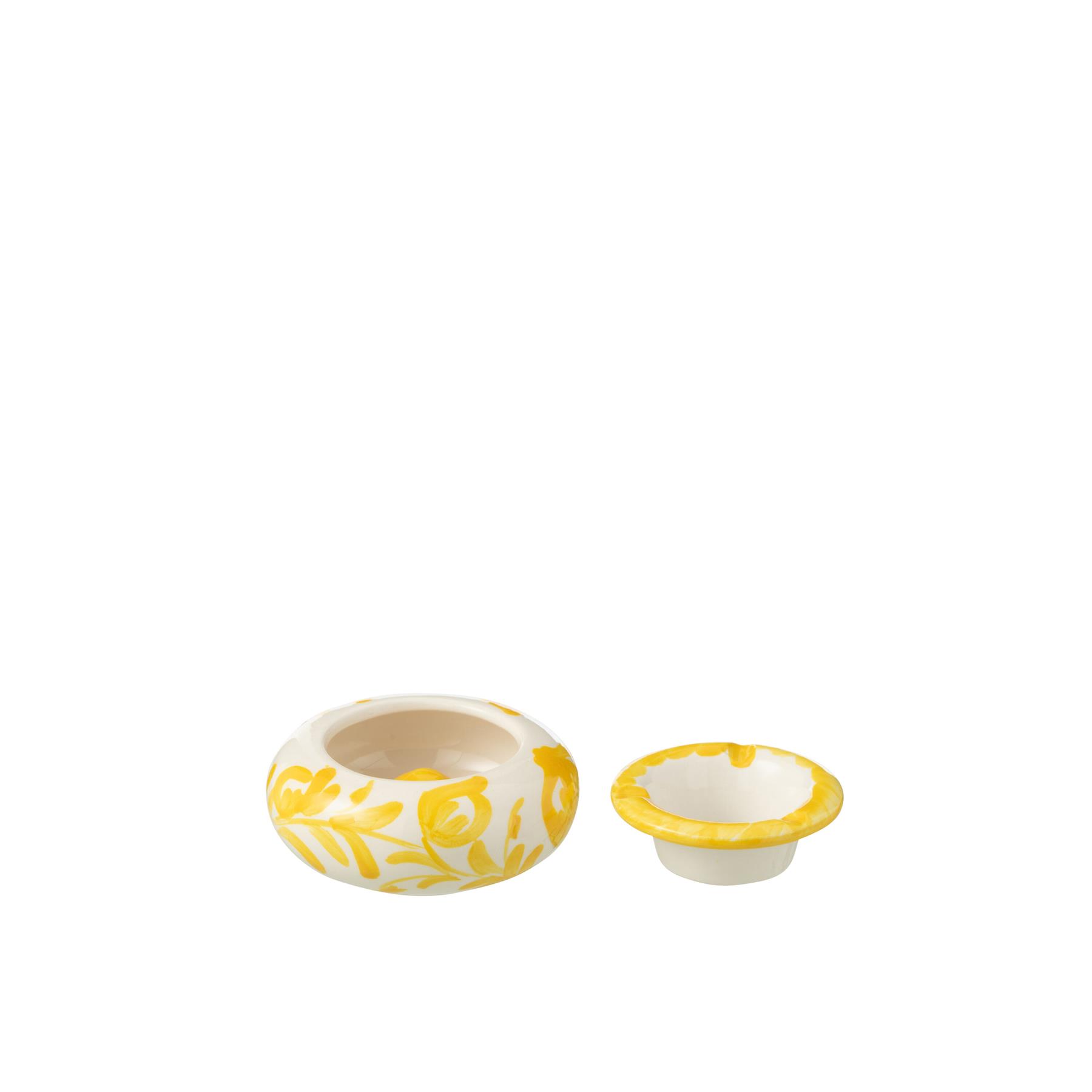 J-Line Ashtray Granada Ceramic White|Yellow Small