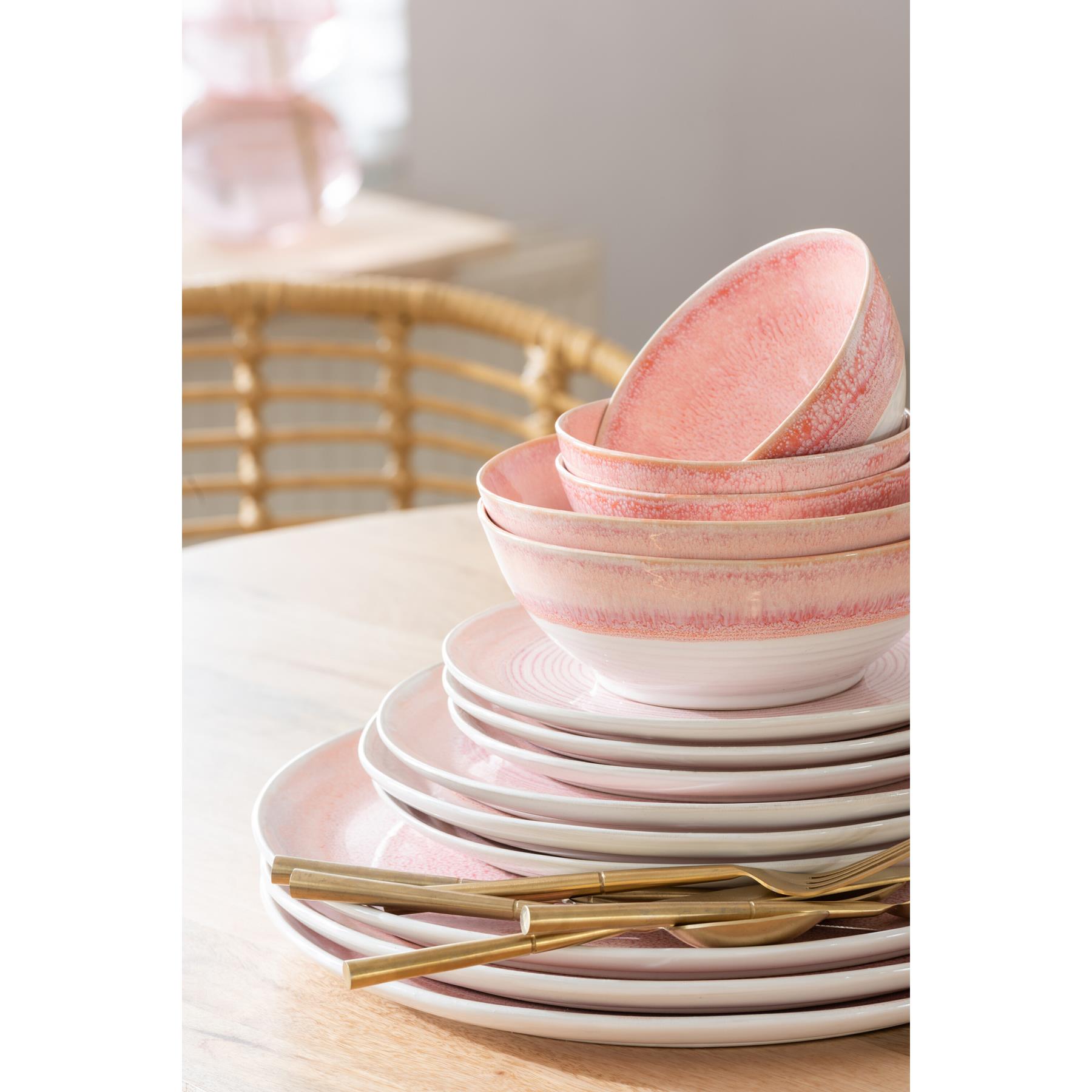 J-Line bord Lara - porselein - zalm - large - 6 stuks