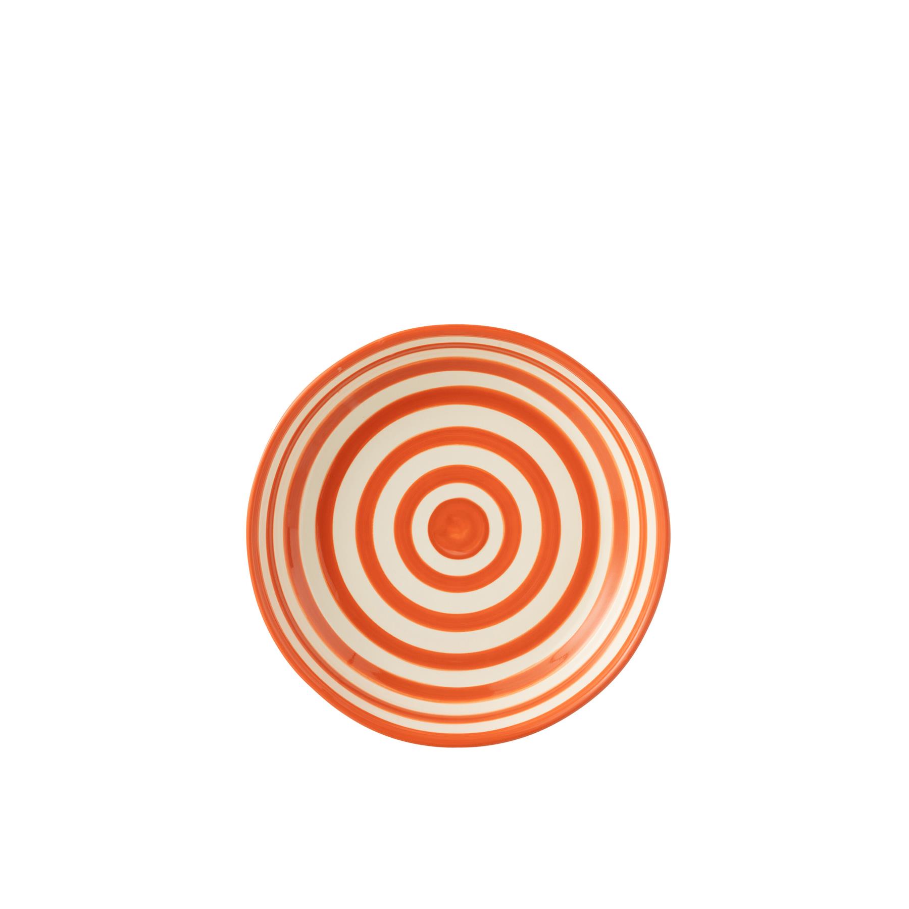 J-Line Bowl Granada Stripes Low Ceramic White|Orange Large