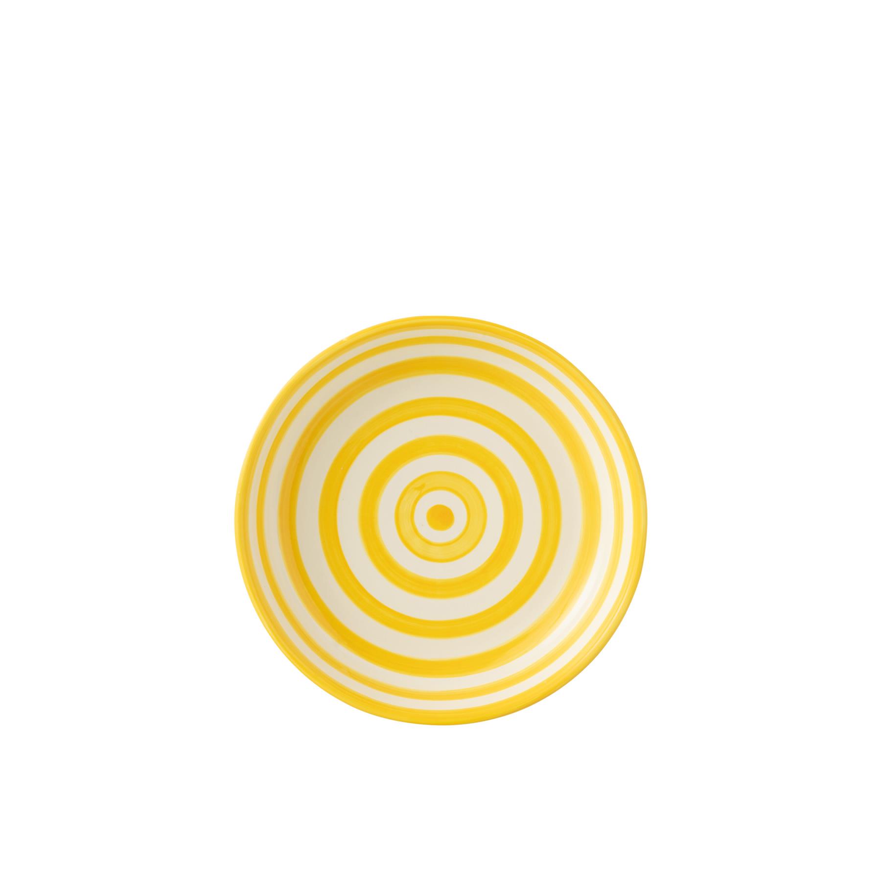J-Line Bowl Granada Stripes Low Ceramic White|Yellow Large