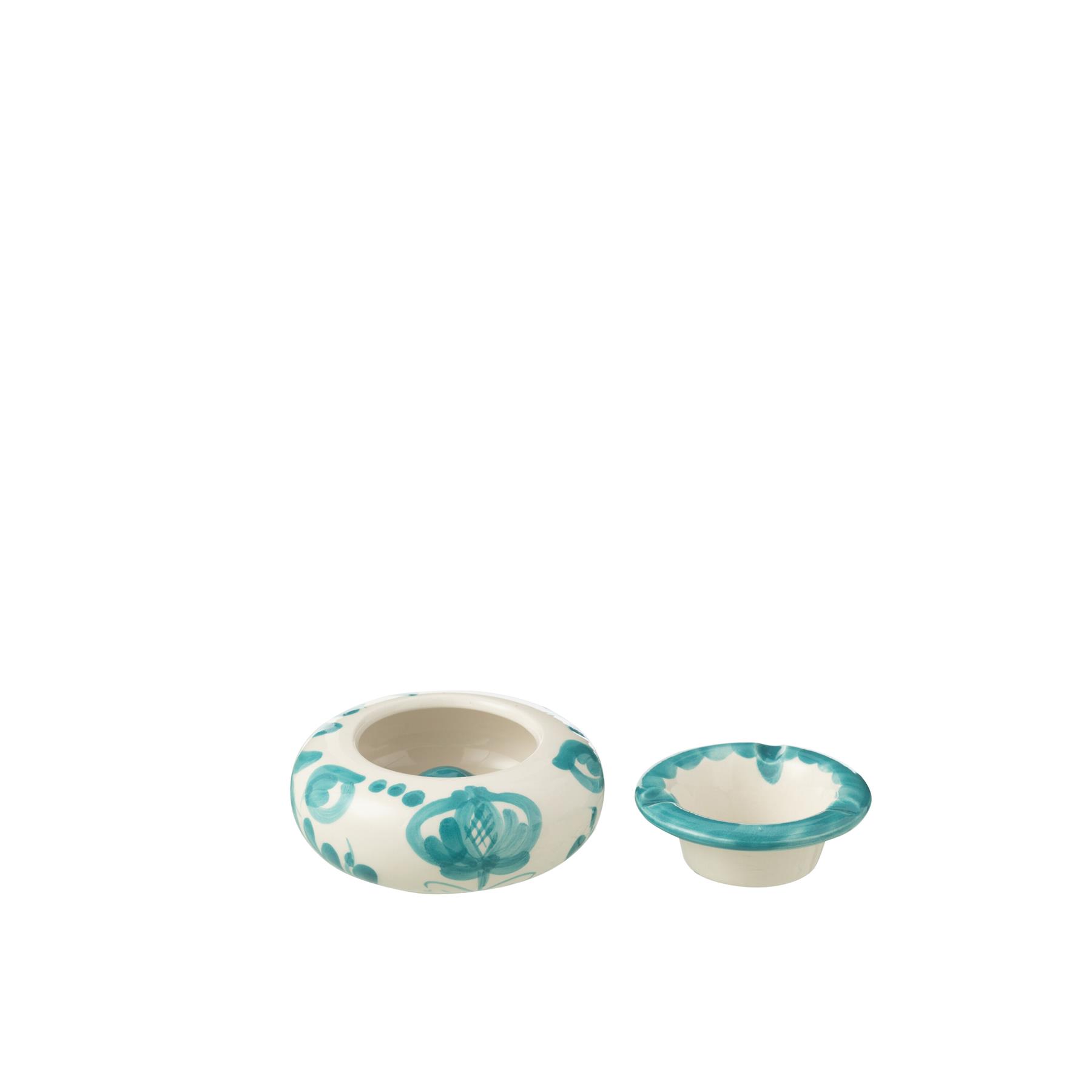 J-Line Ashtray Granada Ceramic White|Aqua Small