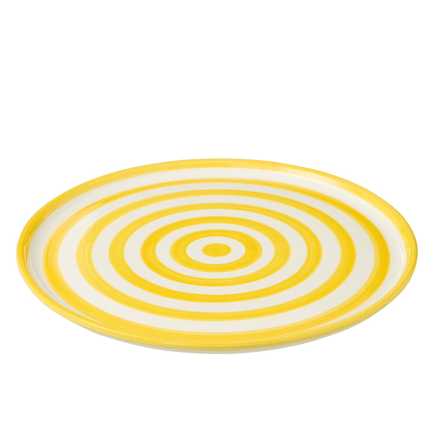 J-Line Plate Granada Stripes Ceramic White|Yellow