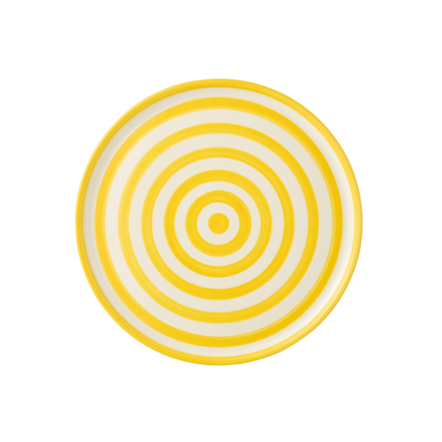 J-Line Plate Granada Stripes Ceramic White|Yellow