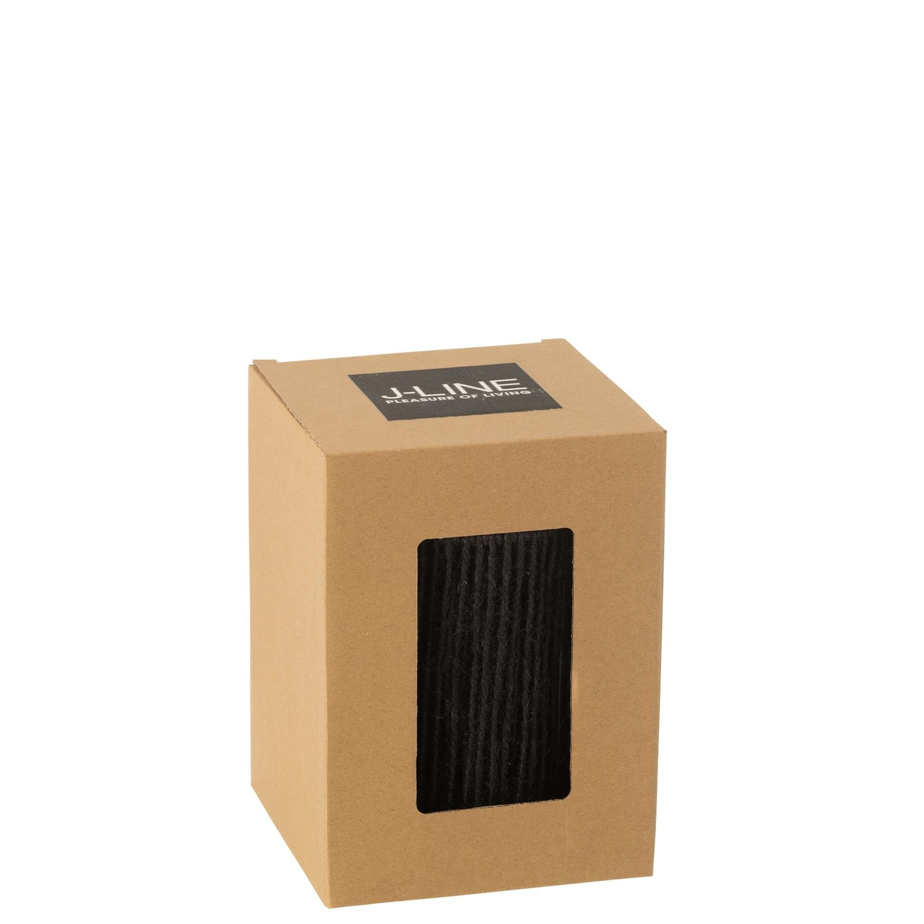 J-Line lamp Cilinder - metaal|katoen - zwart - small - LED lichtjes