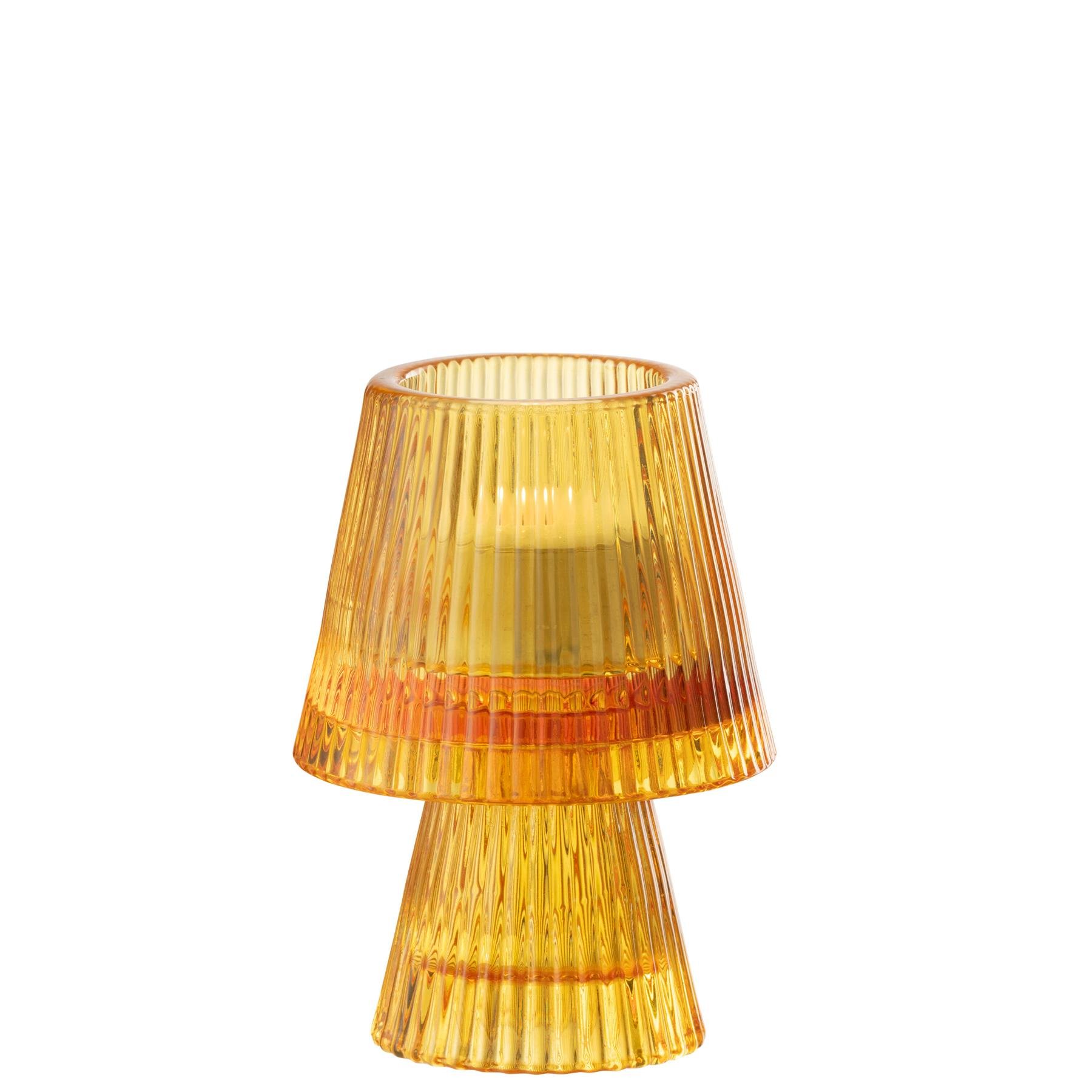 J-Line theelichthouder Hoed - glas - oranje