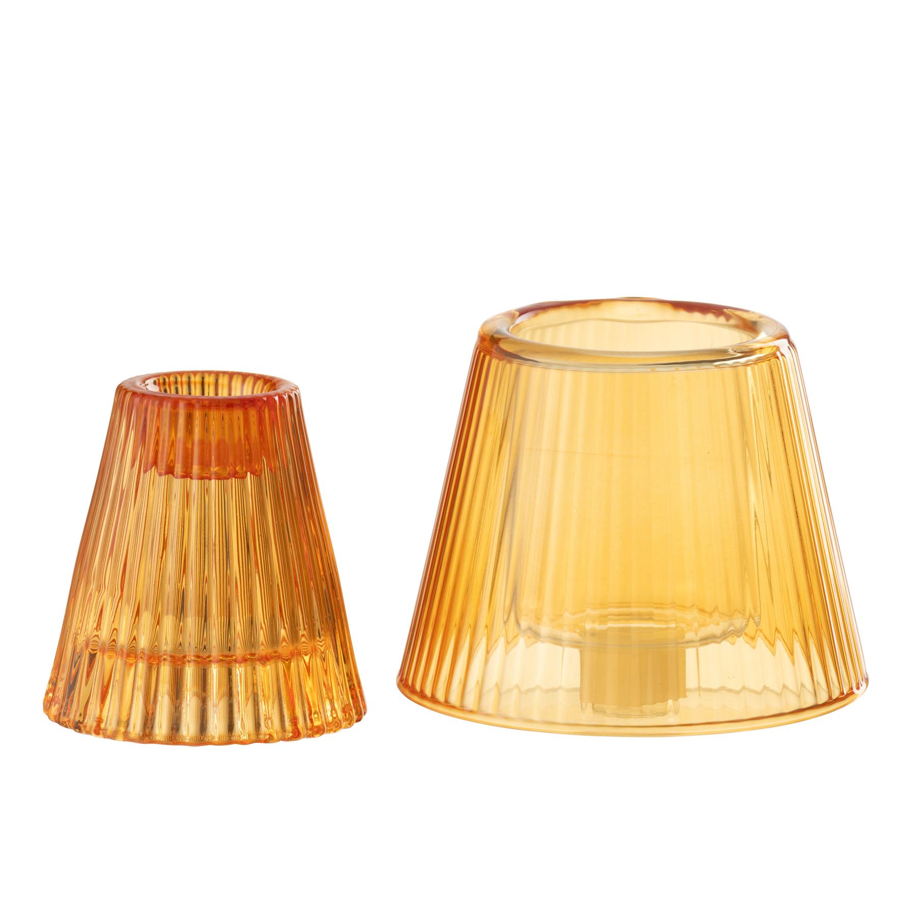 J-Line theelichthouder Hoed - glas - oranje