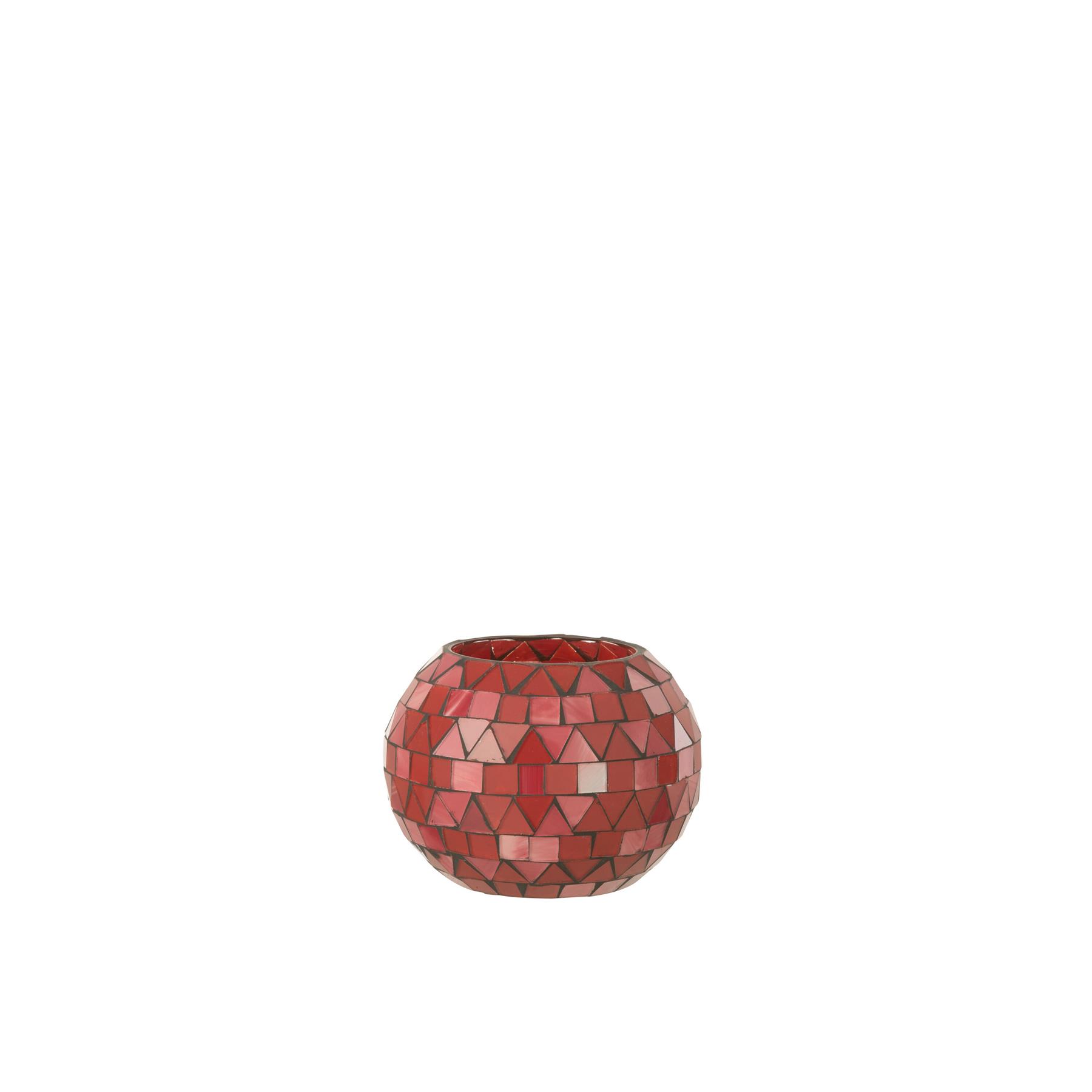 J-Line windlicht Mozaiek Driehoek - glas - rood|roze - small