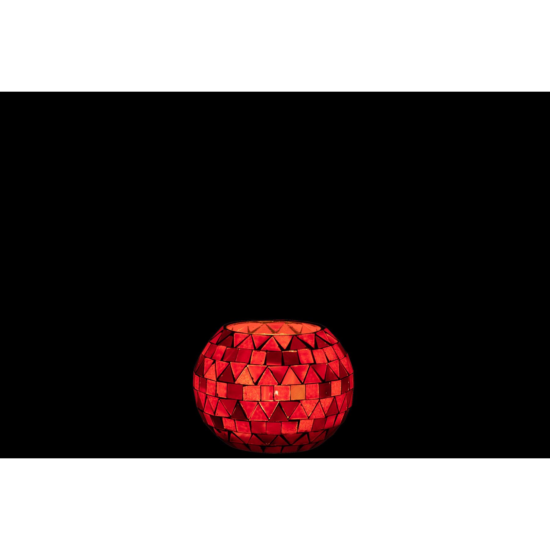 J-Line windlicht Mozaiek Driehoek - glas - rood|roze - small