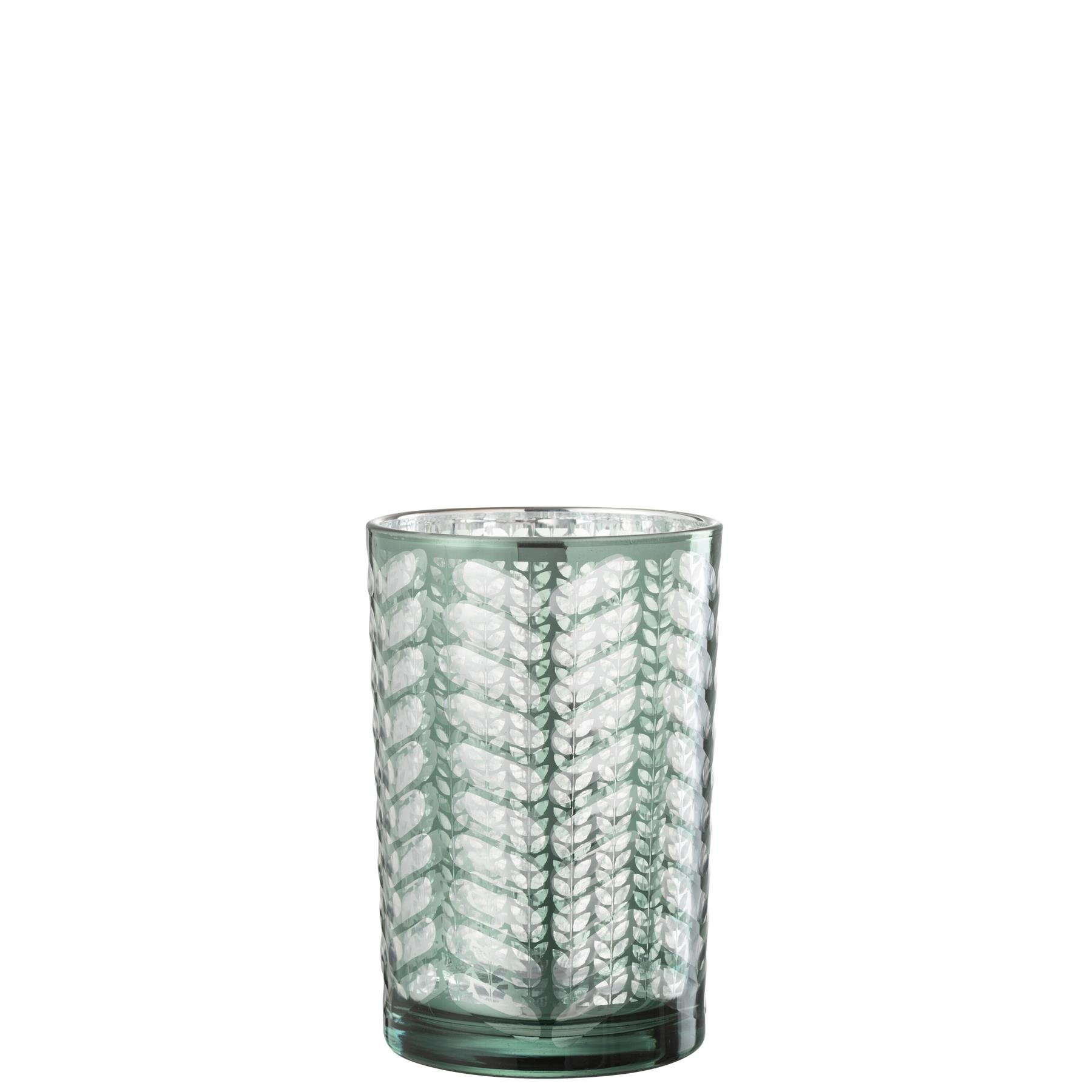 J-Line windlicht Visgraat - glas - groen|zilver - large