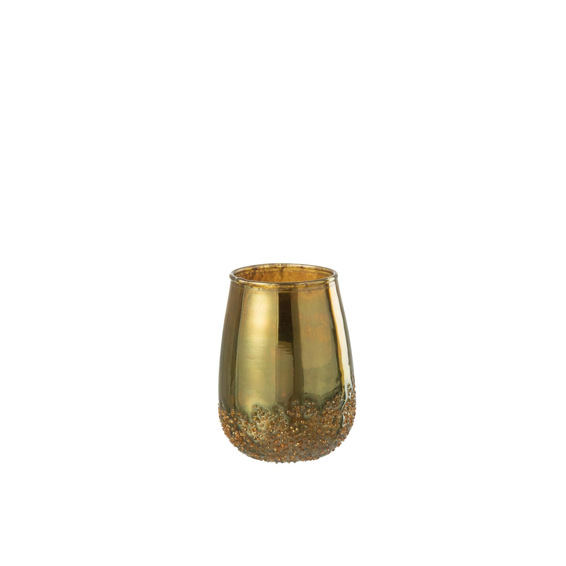 J-Line kaarshouder Spiegel - glas - goud - small - 2 stuks