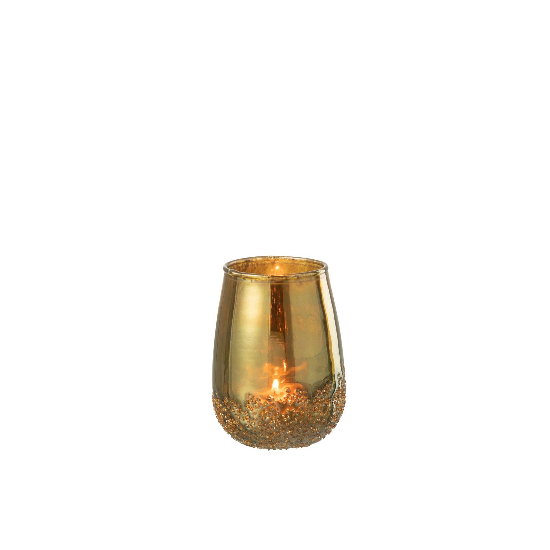 J-Line kaarshouder Spiegel - glas - goud - small - 2 stuks