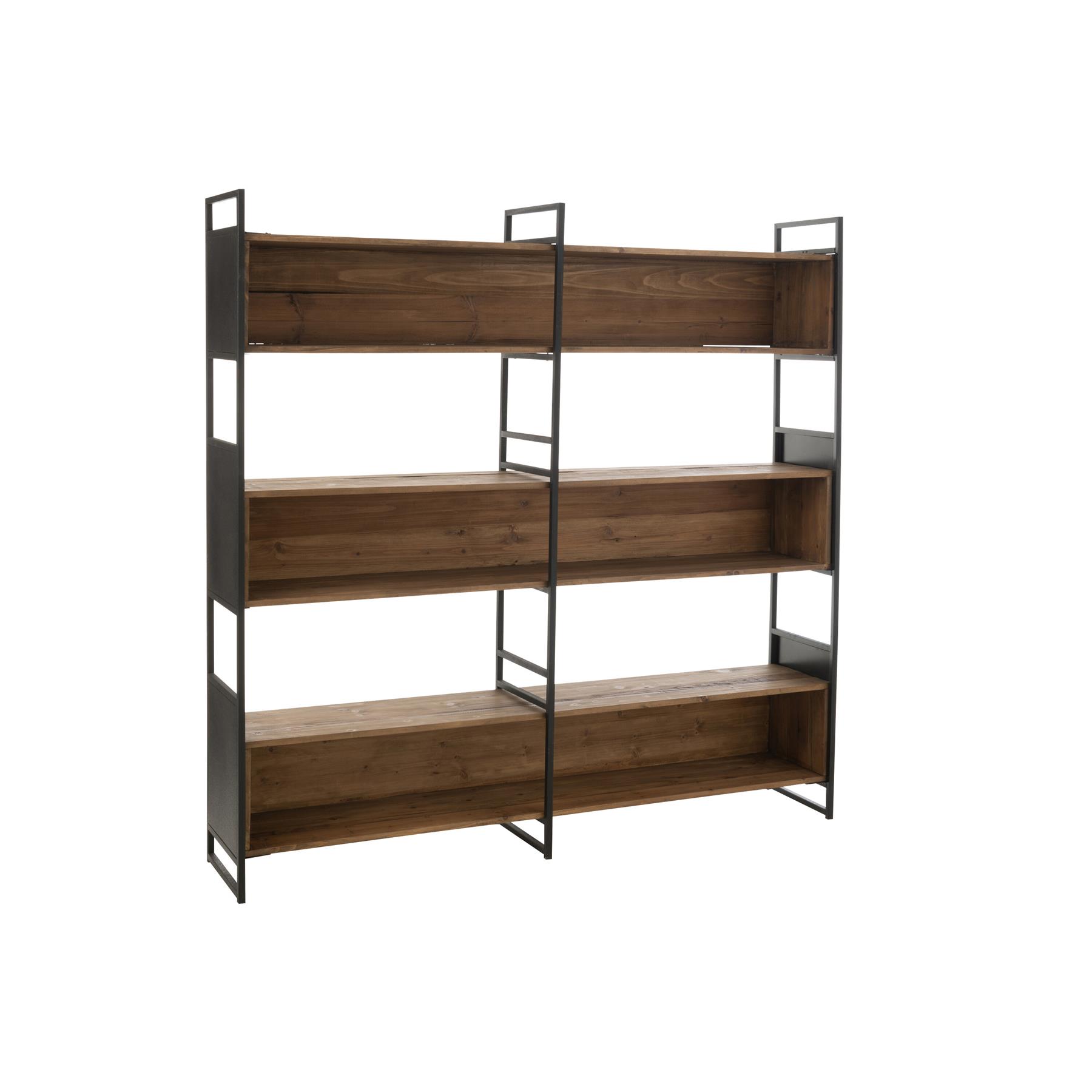 J-Line rek - hout|metaal - zwart|naturel - large