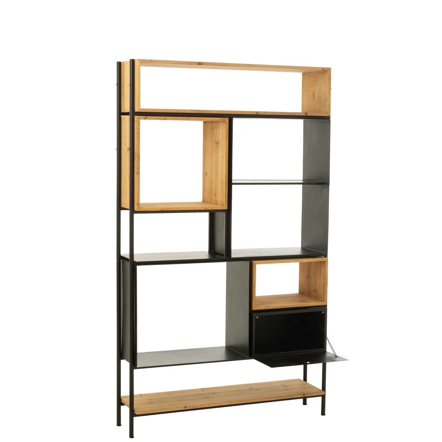 J-Line kast Tina - hout|ijzer - zwart|naturel - large