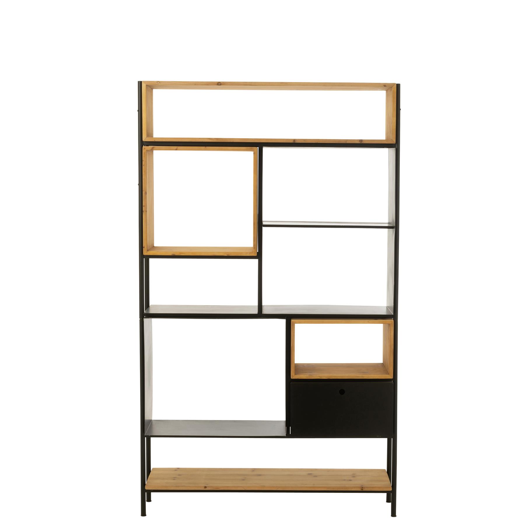 J-Line kast Tina - hout|ijzer - zwart|naturel - large