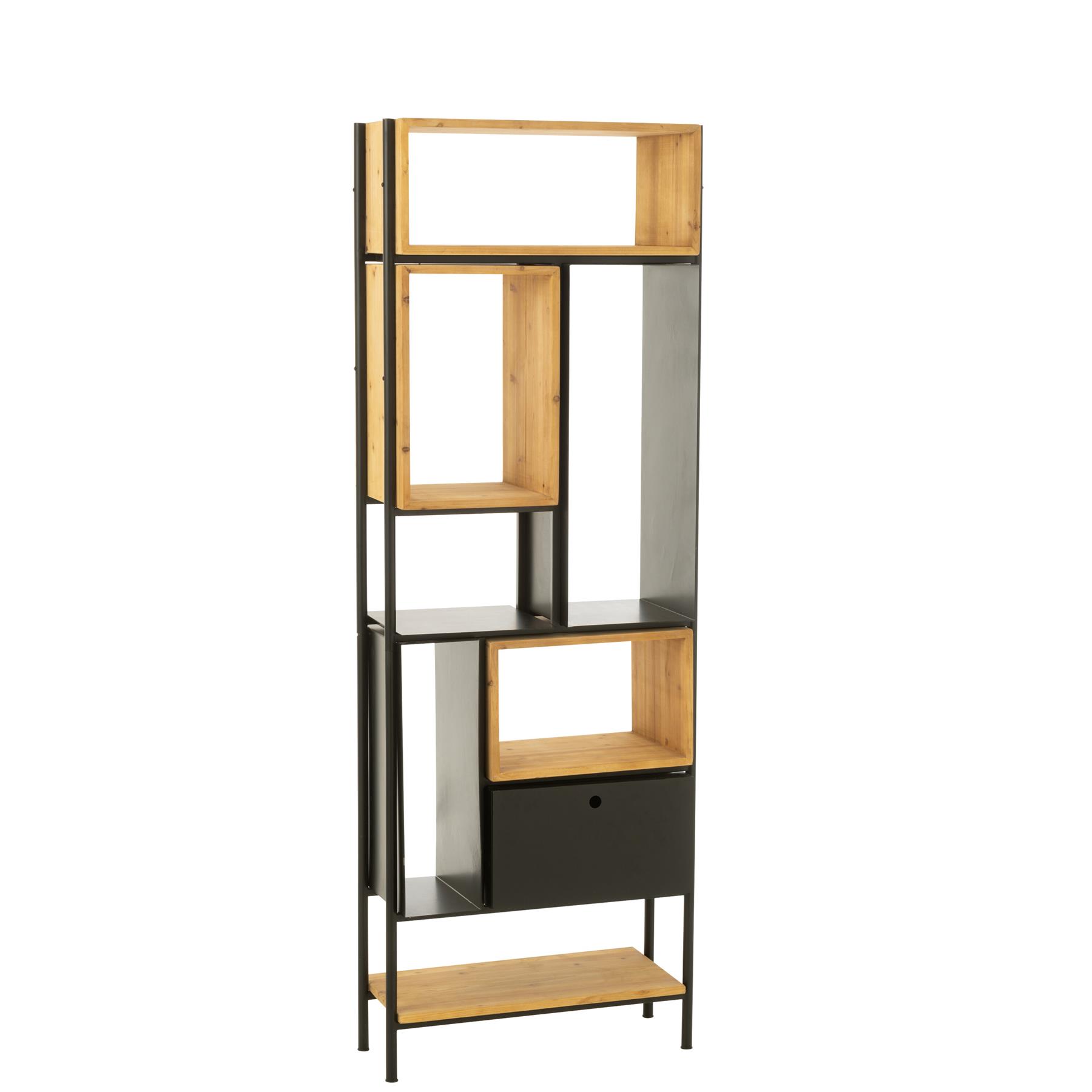 J-Line kast Tina - hout|ijzer - zwart|naturel - small