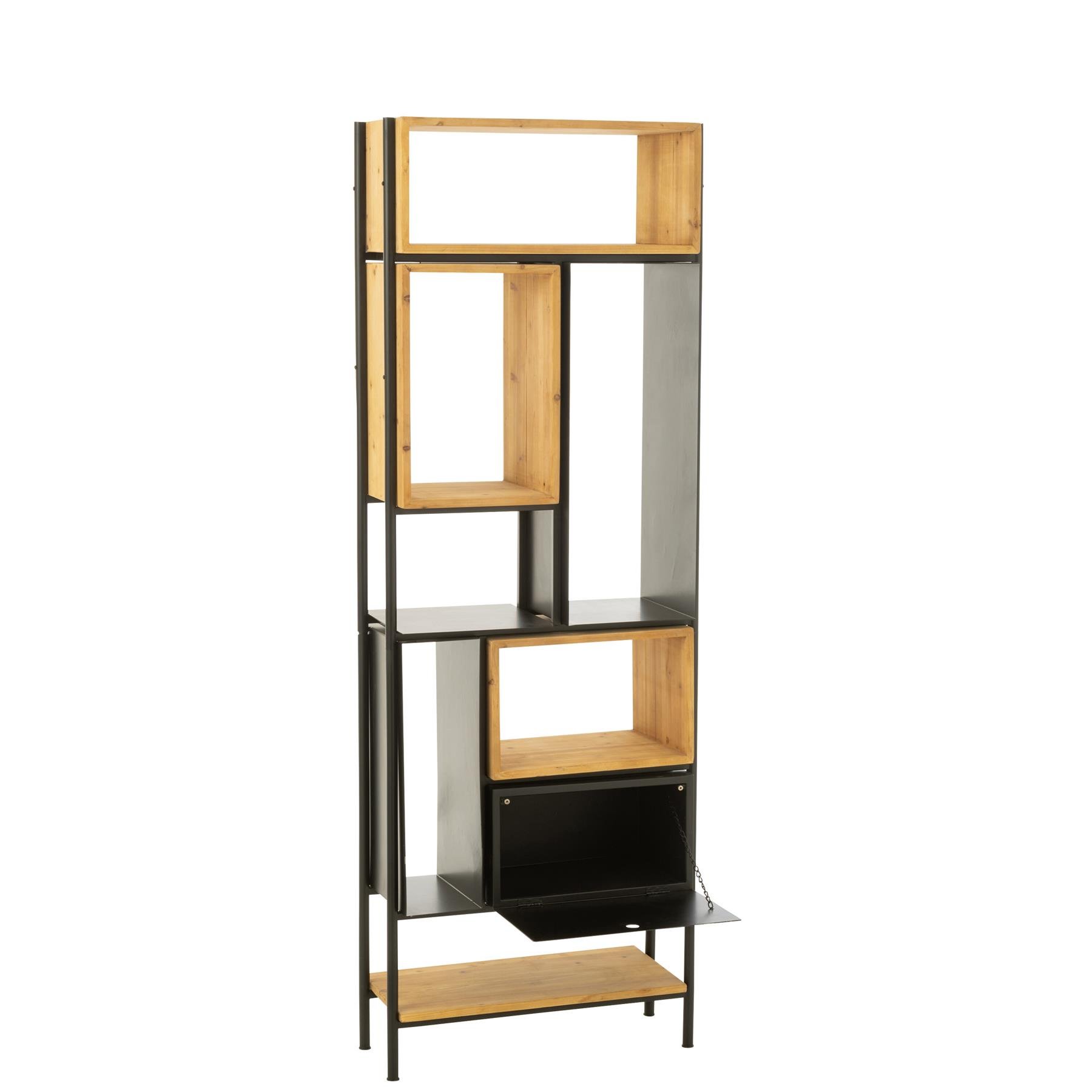 J-Line kast Tina - hout|ijzer - zwart|naturel - small