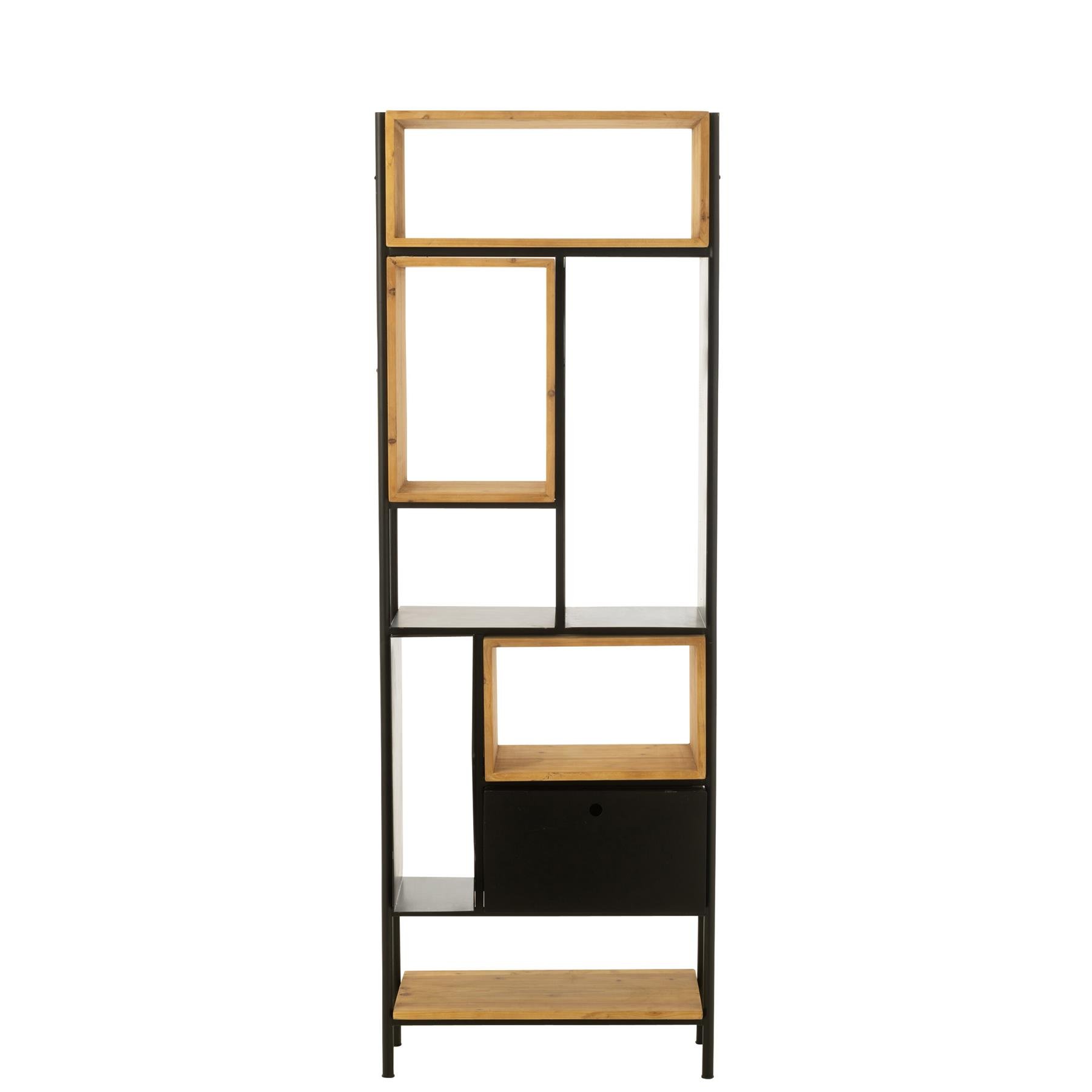 J-Line kast Tina - hout|ijzer - zwart|naturel - small