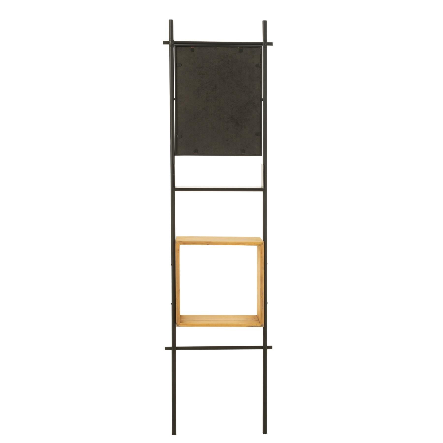 J-Line kast Muur Met Spiegel Tina - hout|ijzer - zwart|naturel