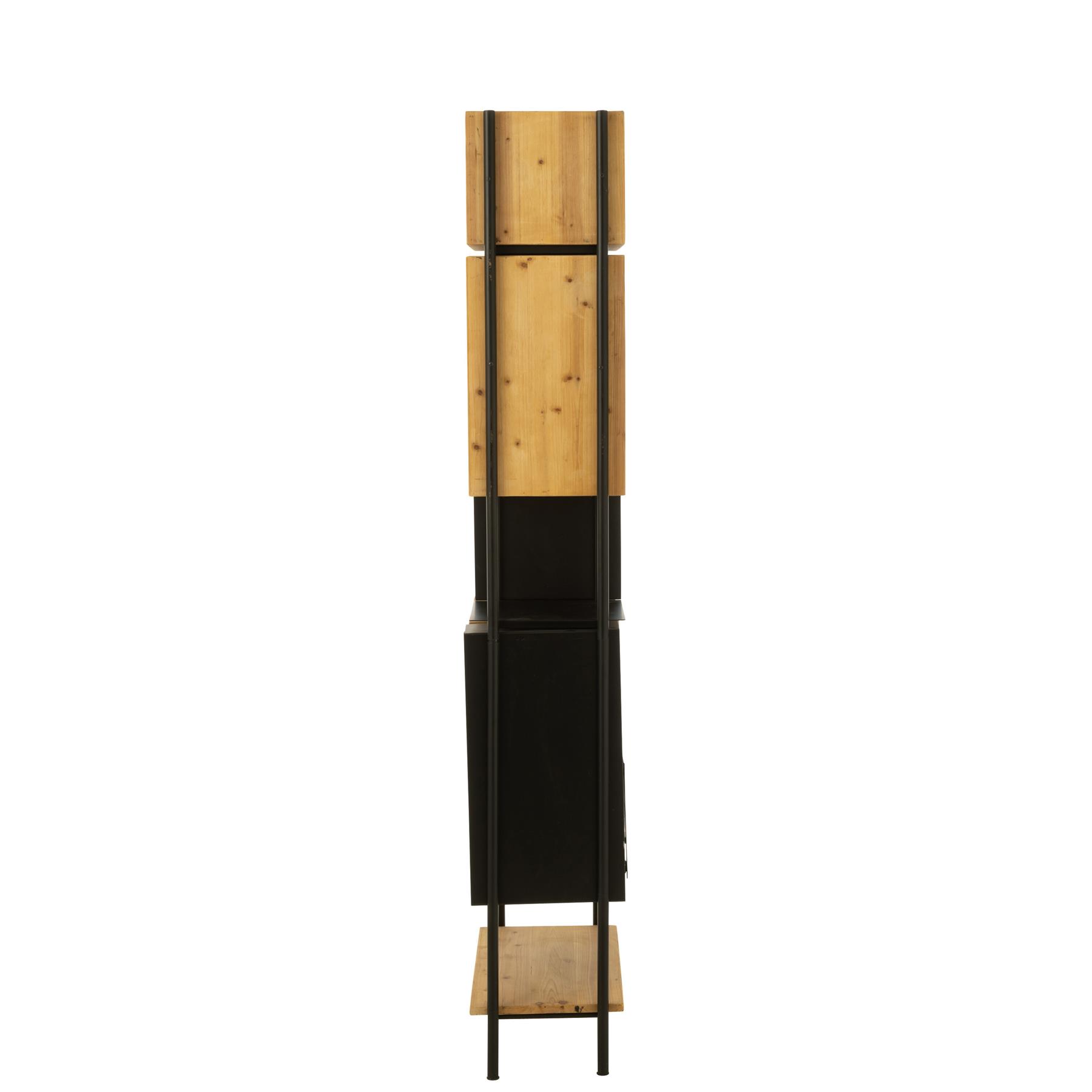 J-Line kast Tina - hout|ijzer - zwart|naturel - small