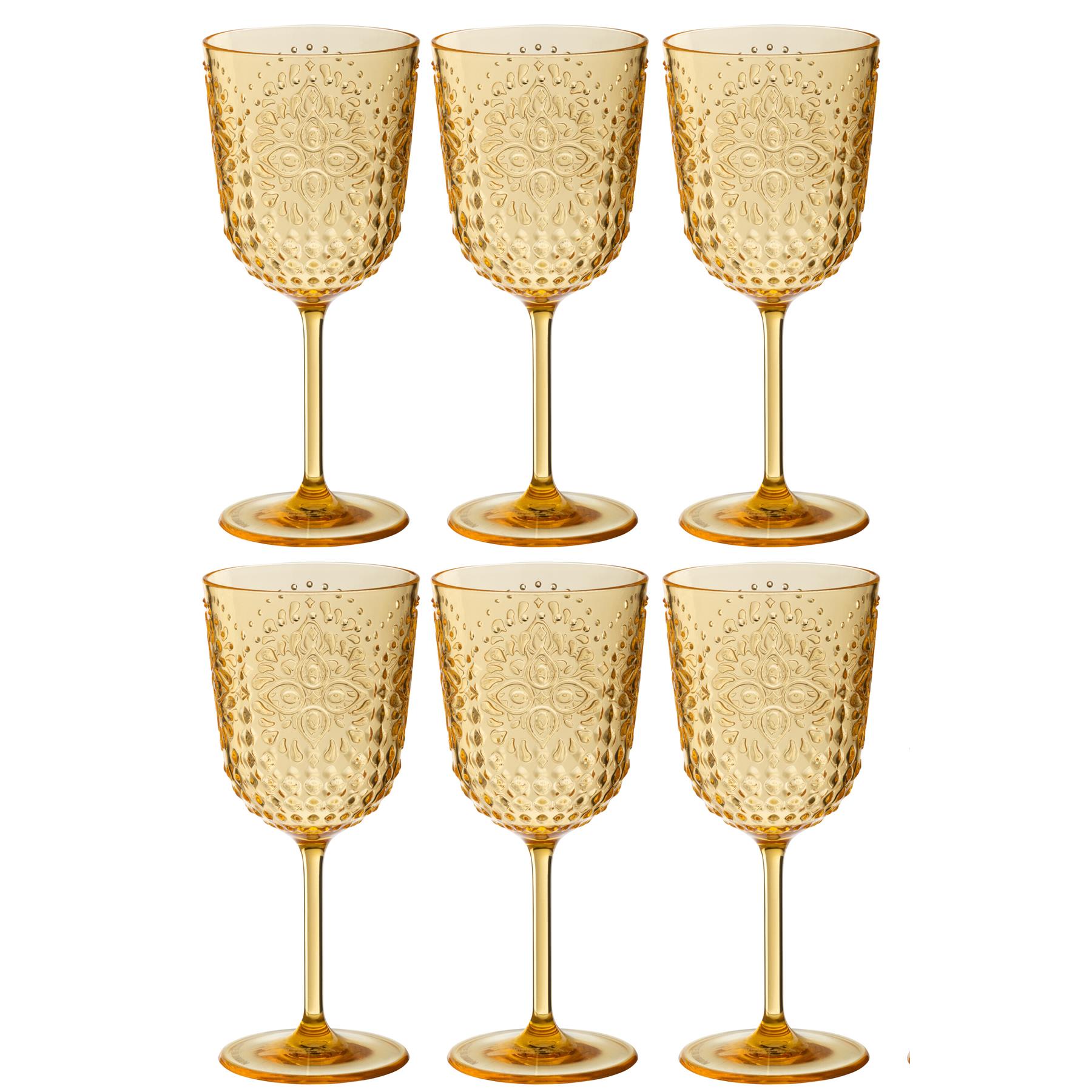 J-Line wijnglas - kusntstof - geel - doos van 6