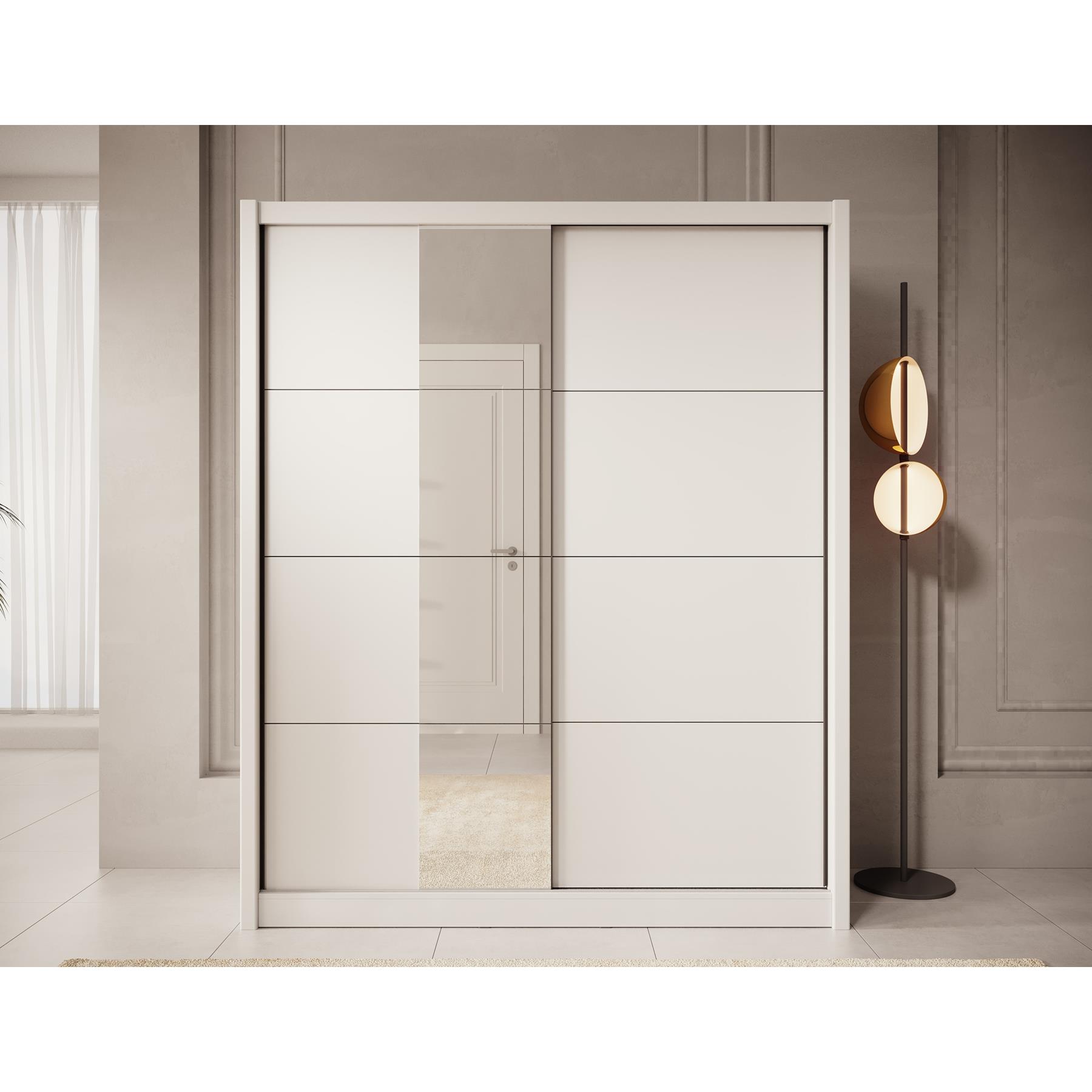 Meubella Kledingkast Azul - Wit - 180 cm - Met spiegel