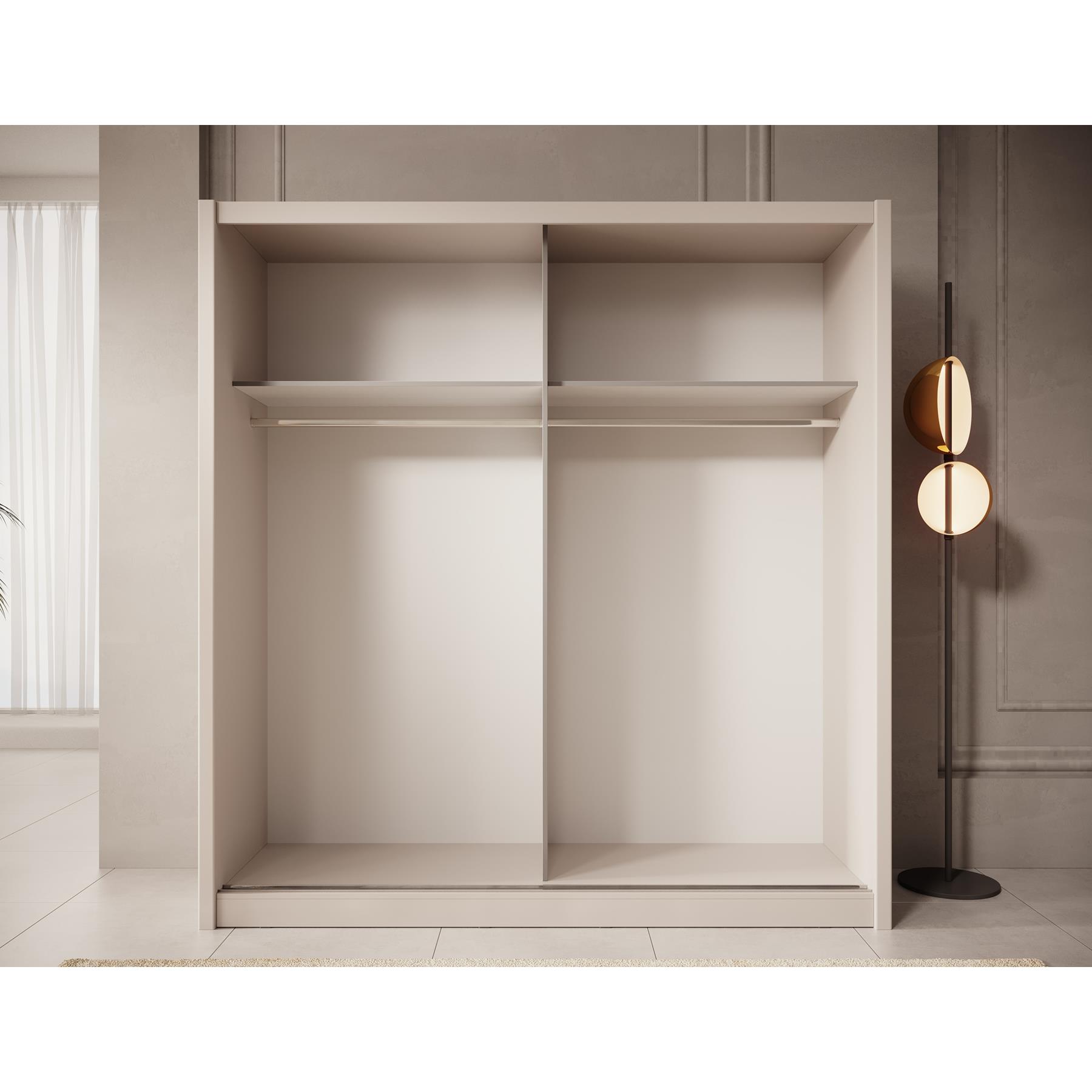 Meubella Kledingkast Azul - Beige - 205 cm - Met spiegel
