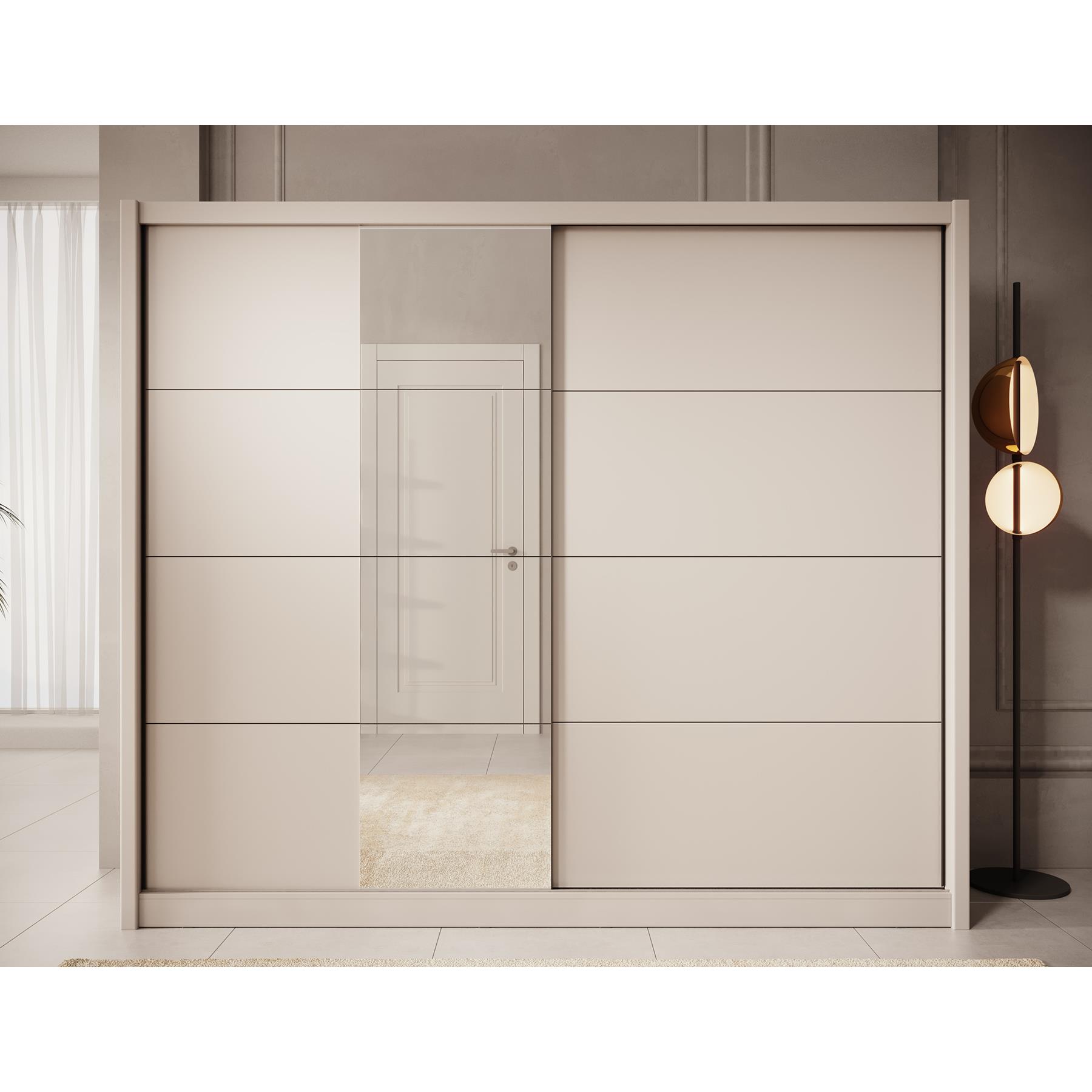 Meubella Kledingkast Azul - Beige - 251 cm - Met spiegel