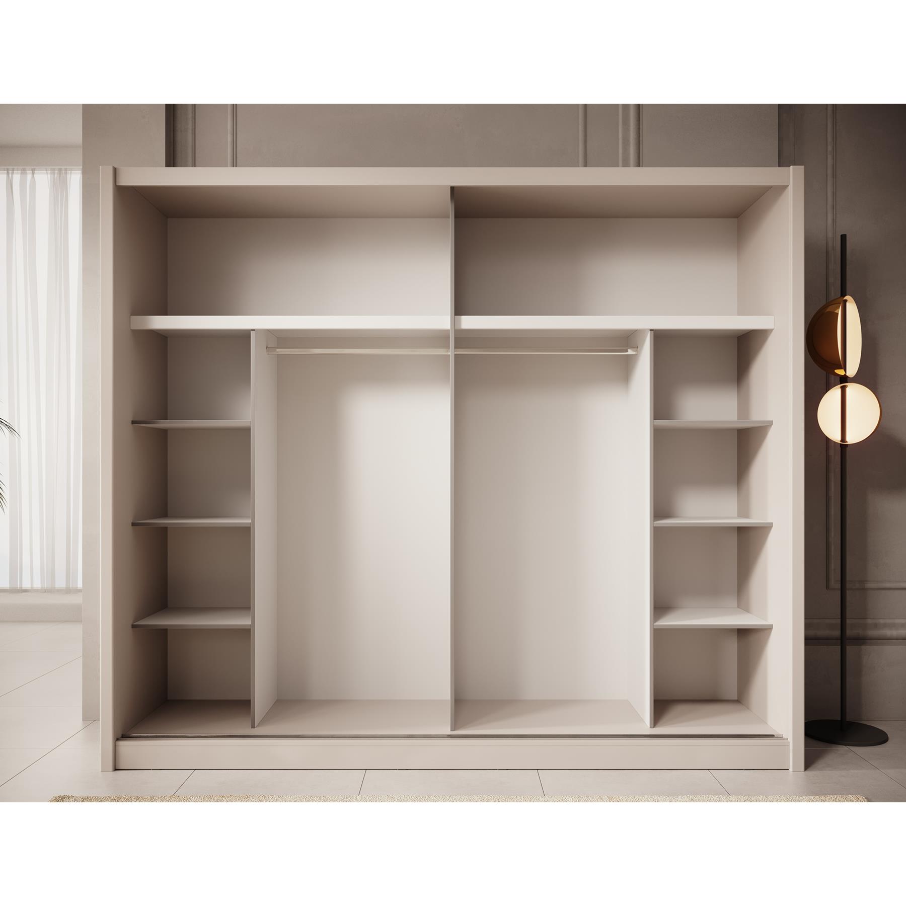 Meubella Kledingkast Azul - Beige - 251 cm - Met spiegel