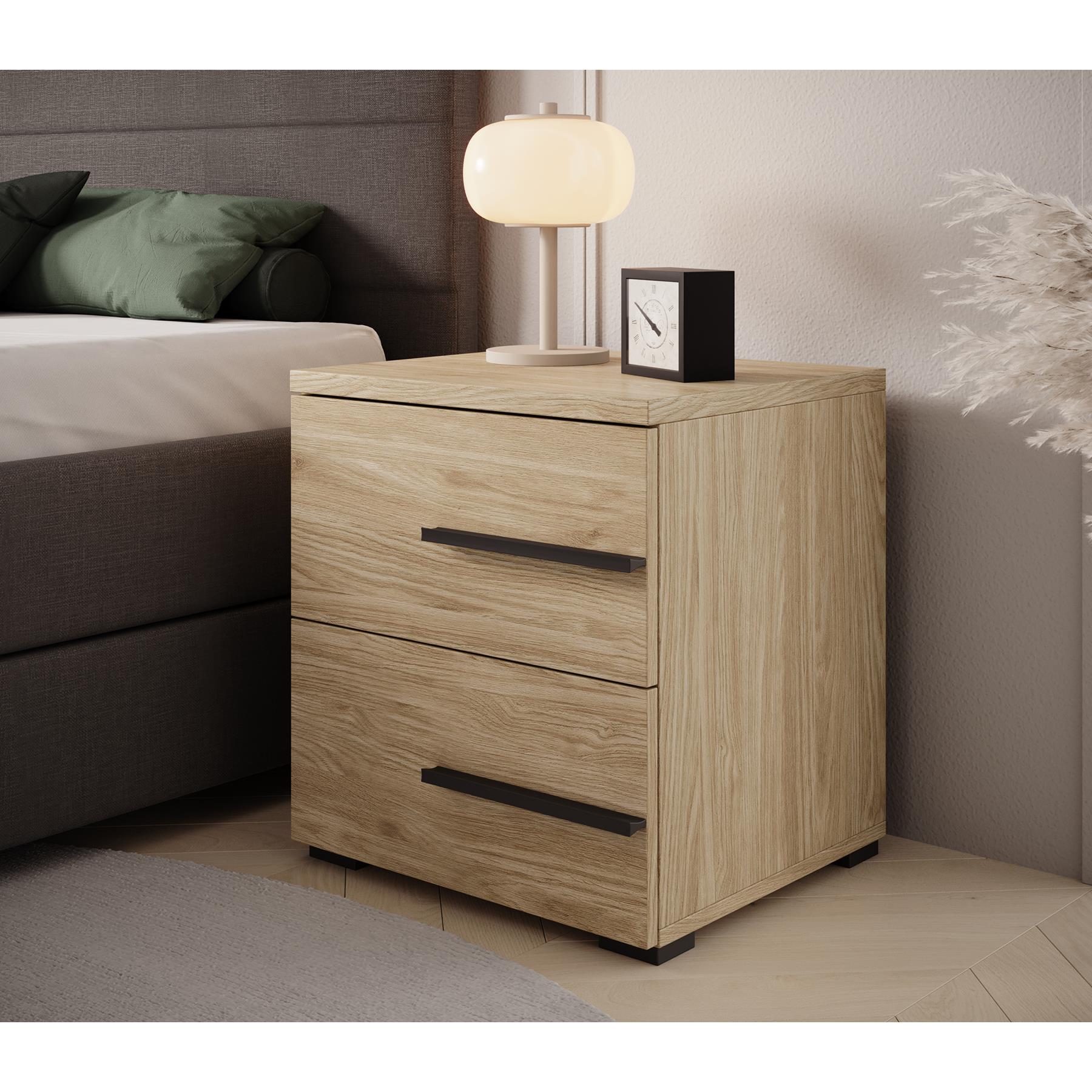 Meubella Nachtkastje Valetta - Eiken - 45 cm - Rechts