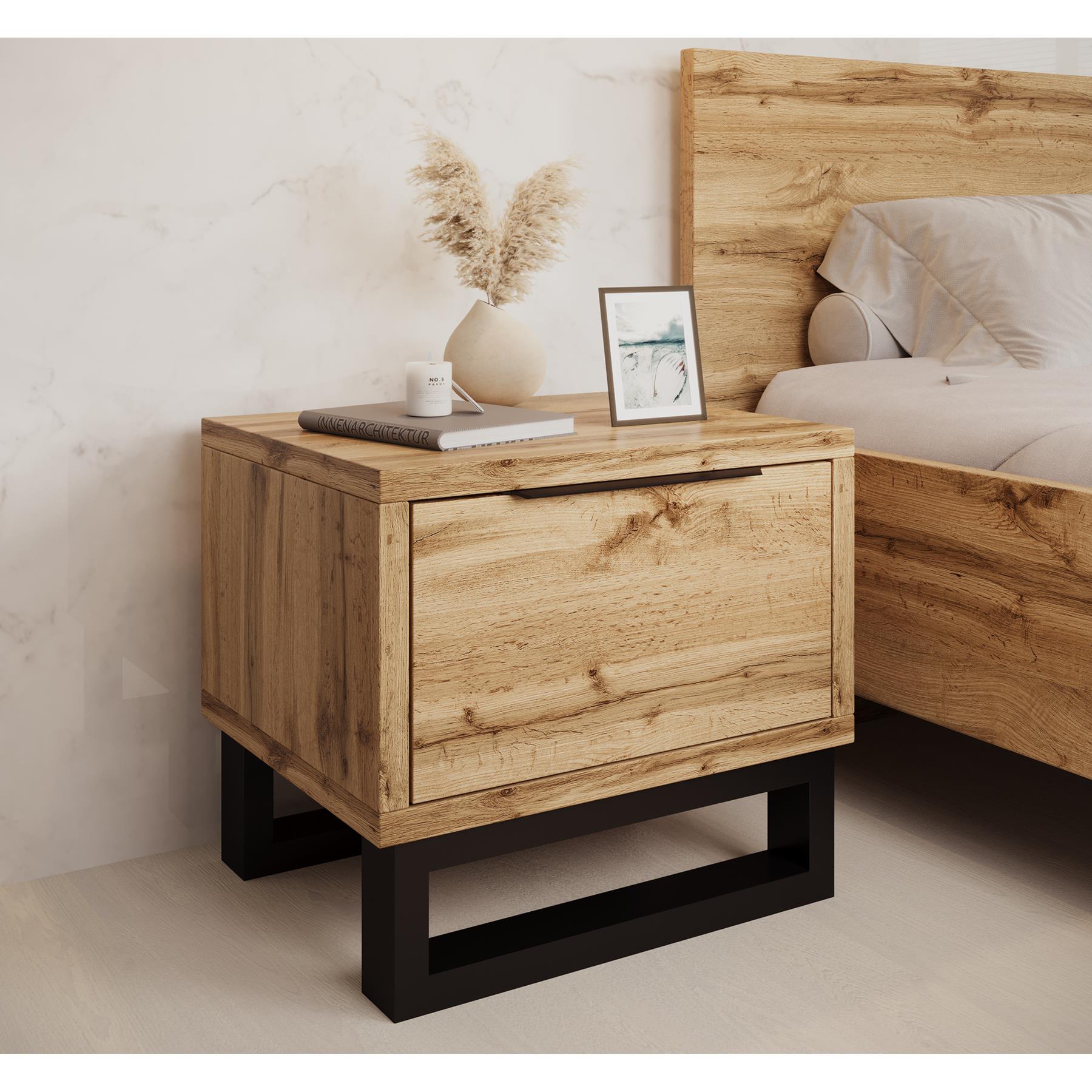 Meubella Nachtkastje Harlow - Eiken - 55 cm