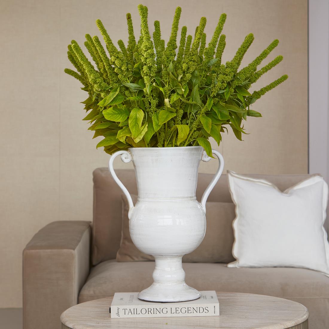 Riviera Maison Vaas Wit - Chalice Bloemenvaas   - Keramiek, Steengoed