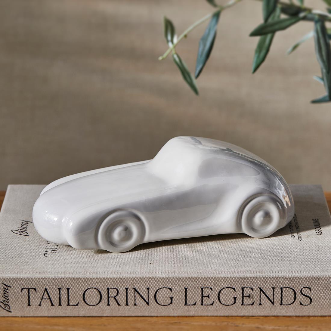 Riviera Maison Beeldje auto Wit - Pearl Sculptuur   - Keramiek