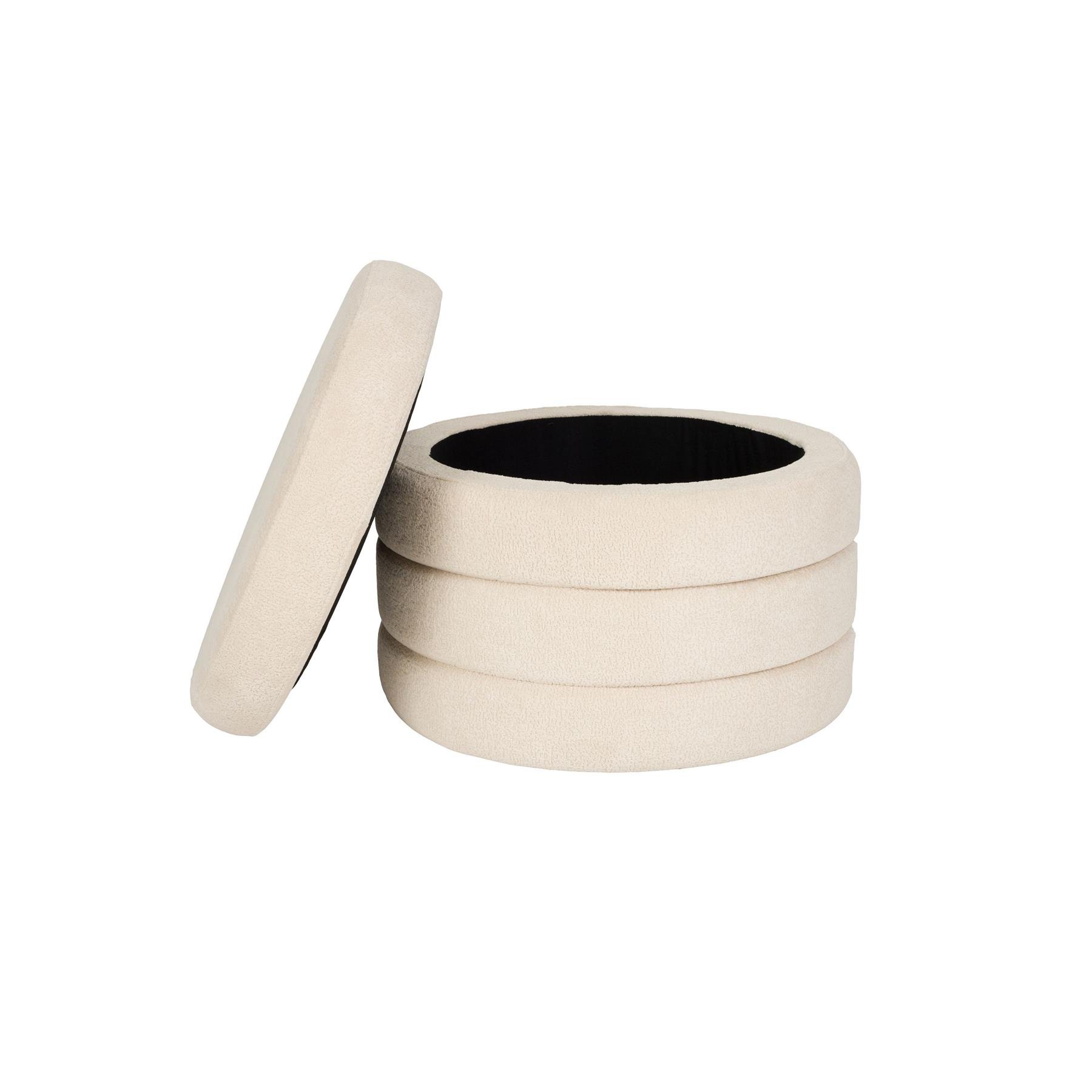 Housecraft Living Zuma Poef met opbergruimte Bouclé Beige