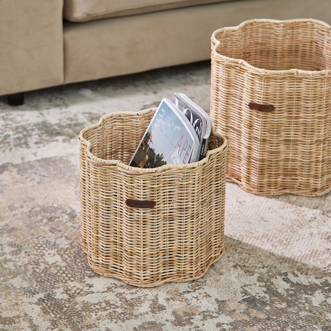 Riviera Maison Opbergmand bloem Bruin - Blossom Mand maat S - Rattan