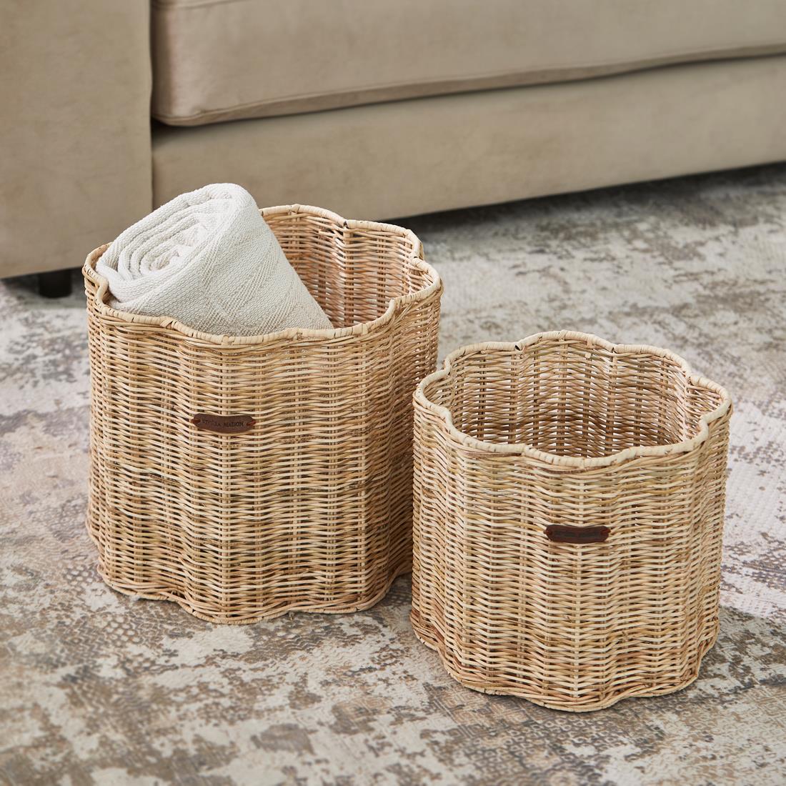Riviera Maison Opbergmand bloem Bruin - Blossom Mand maat S - Rattan