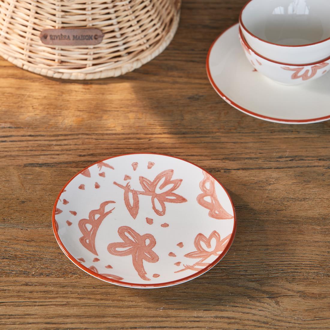 Riviera Maison Gebaksbord Rood - Bella Flowers Klein bordje