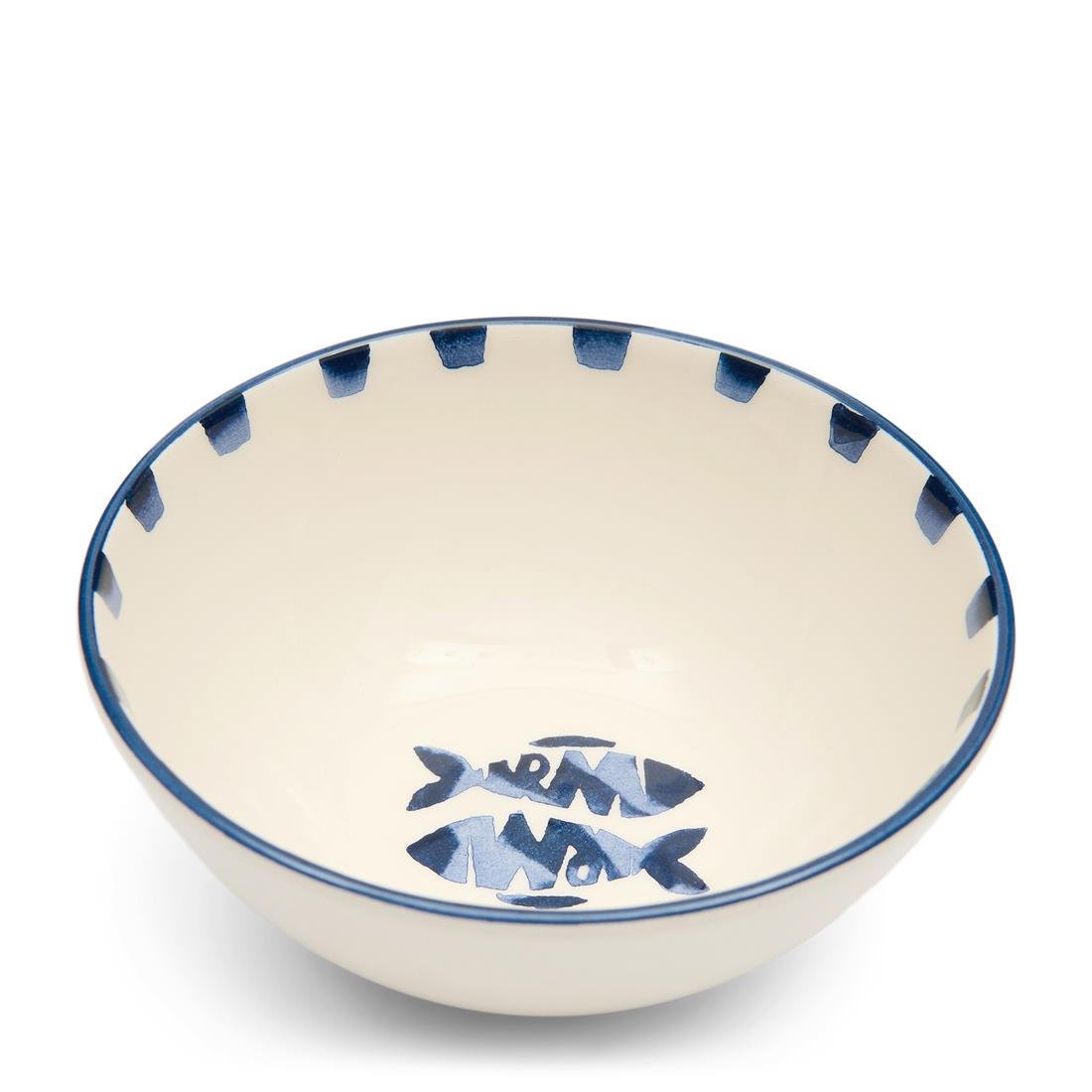 Riviera Maison Kom rond Blauw, Wit - Como Catch Schaaltje - Aardewerk