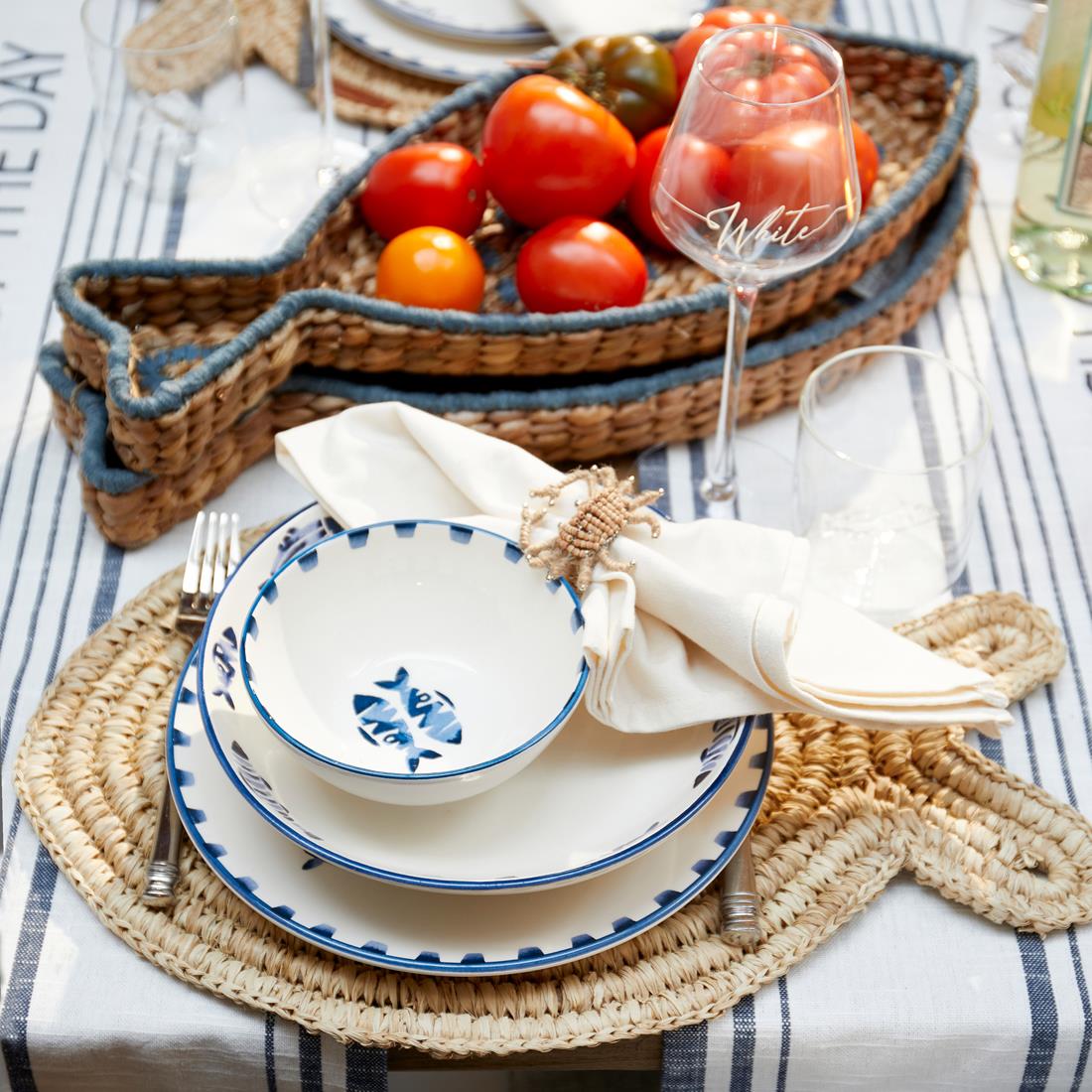 Riviera Maison Dienblad vis Naturel - Savino Serveerblad Waterhyacint