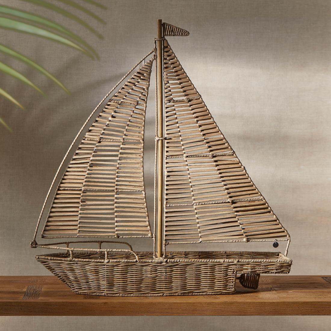 Riviera Maison Beeldje boot Naturel - Sculpture groot - Rattan, ijzer