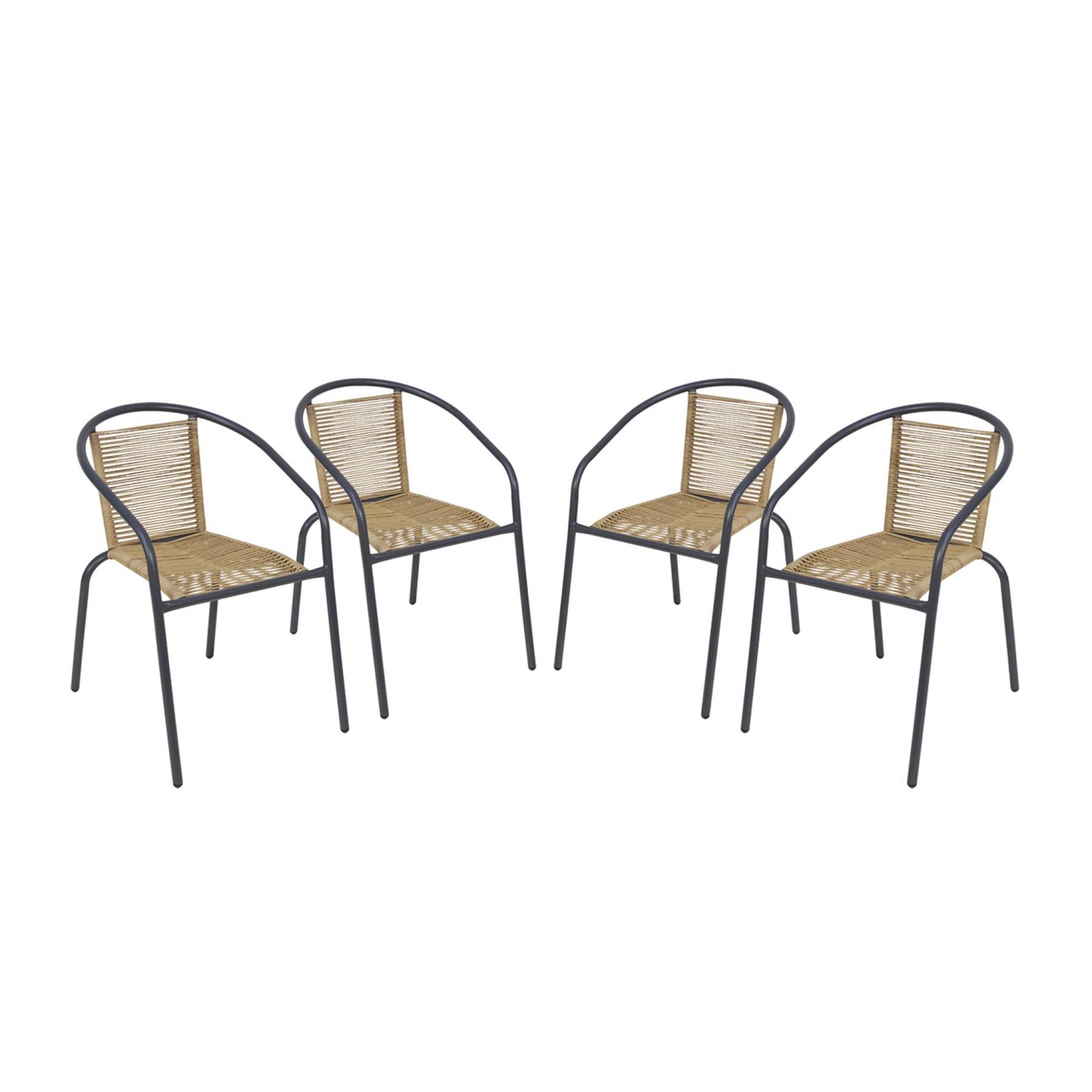 sweeek - Set van 4 tuinstoelen in natuurlijke kunststof