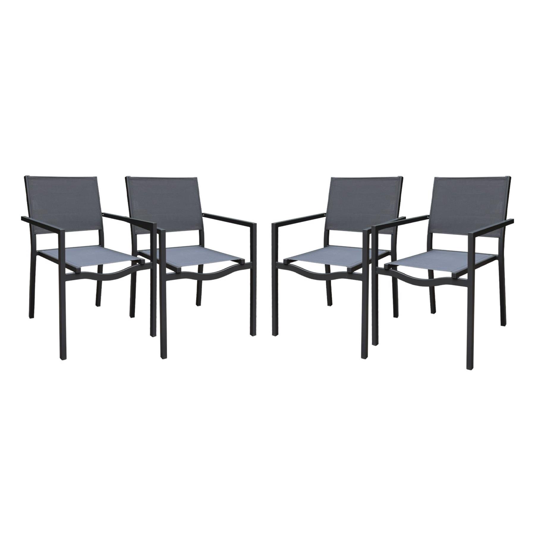 sweeek - Aluminium en textilene stapelbare tuinstoel (set van 4)